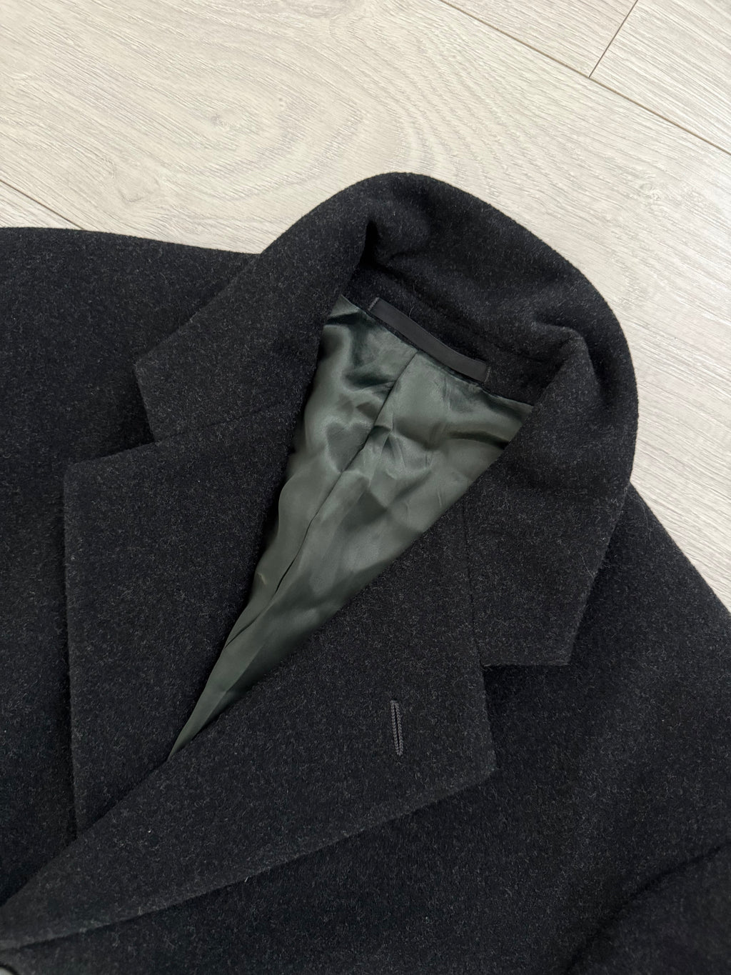 Armani 1990s Charcoal Grey Wool Over Coat - Size M