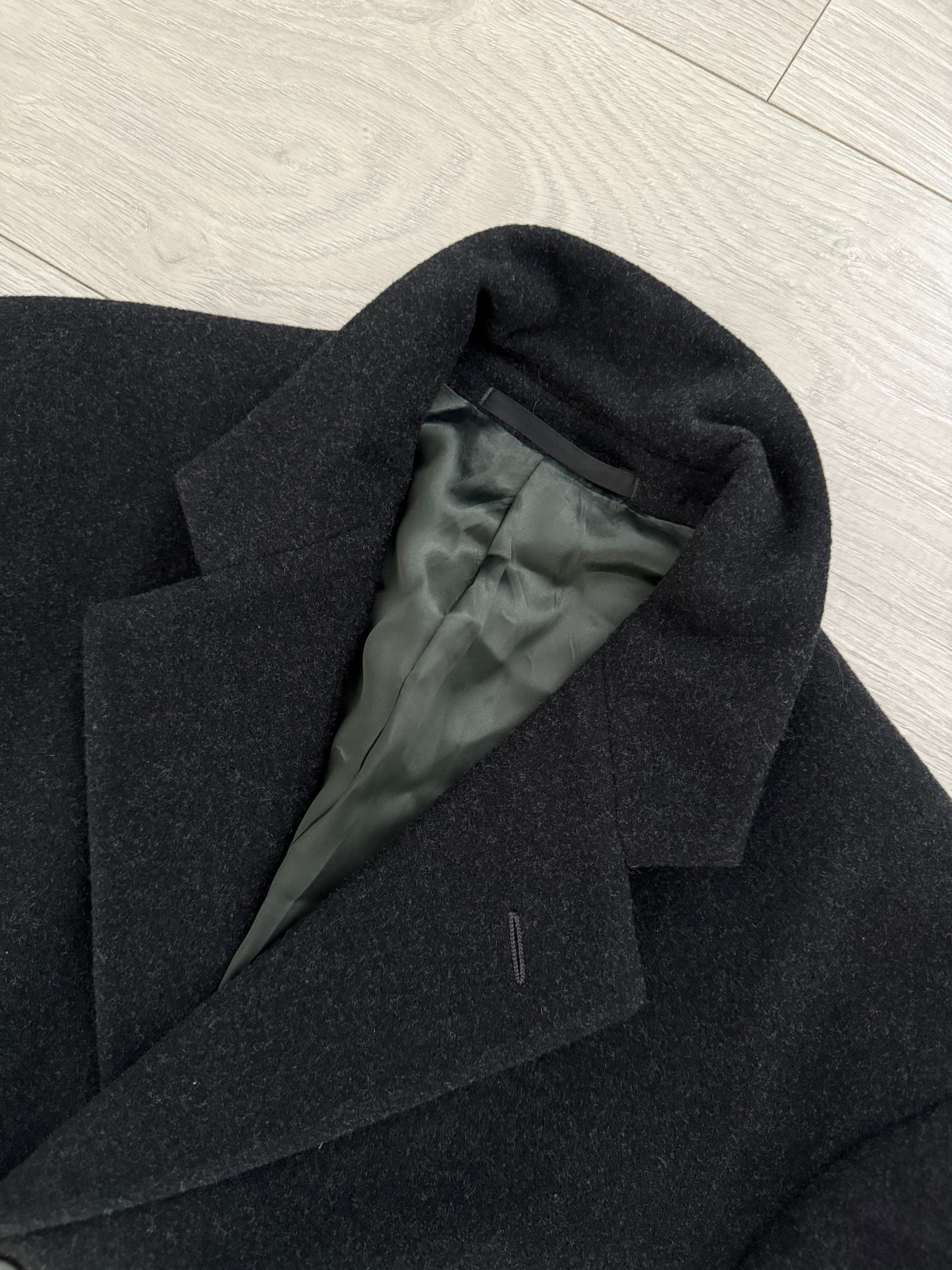 Armani 1990s Charcoal Grey Wool Over Coat - Size M