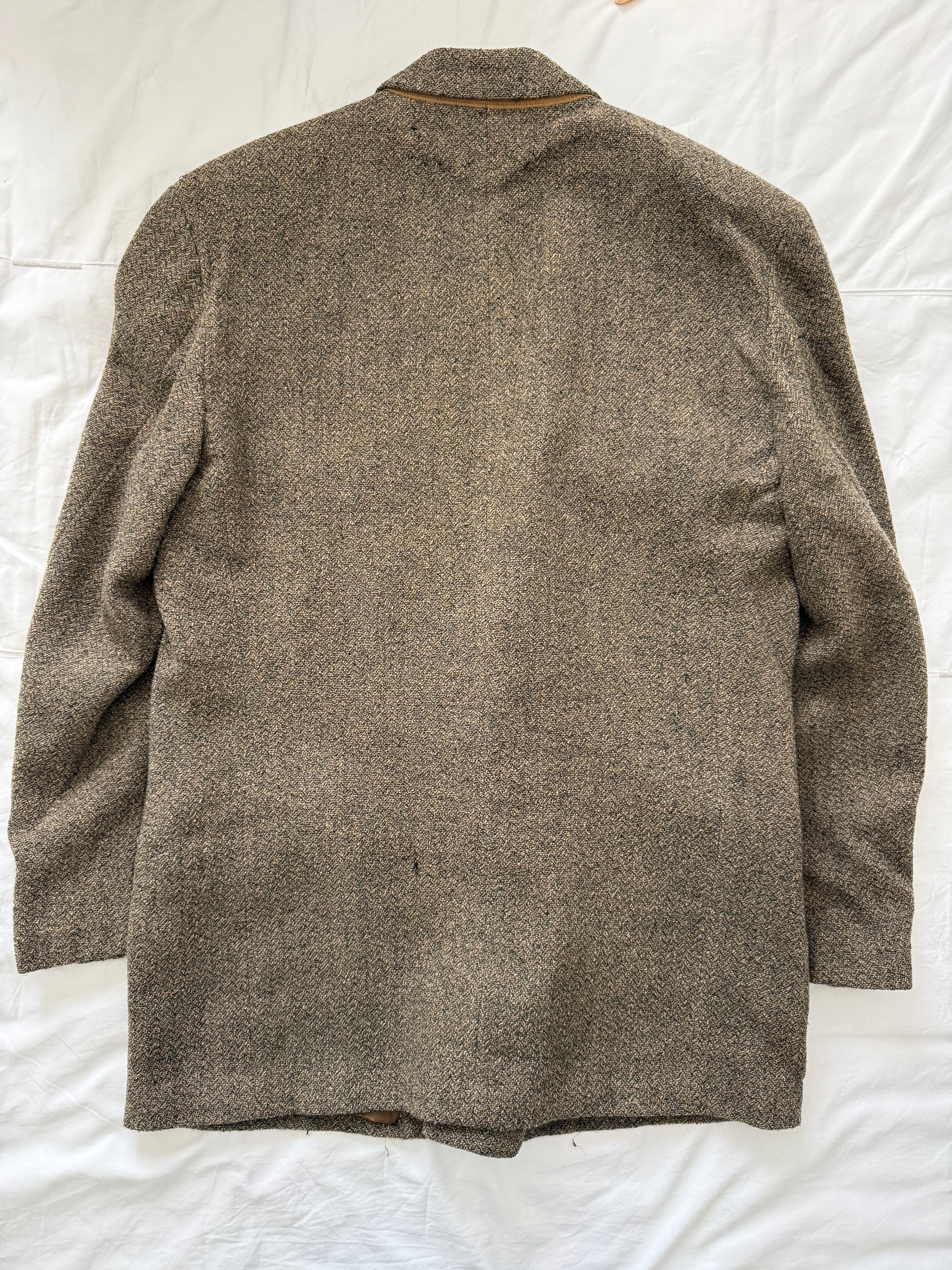 Emporio Armani 1980s Peaked Lapel Double Breasted Textured Wool Blend Relaxed Sport Jacket Blazer - Size XL