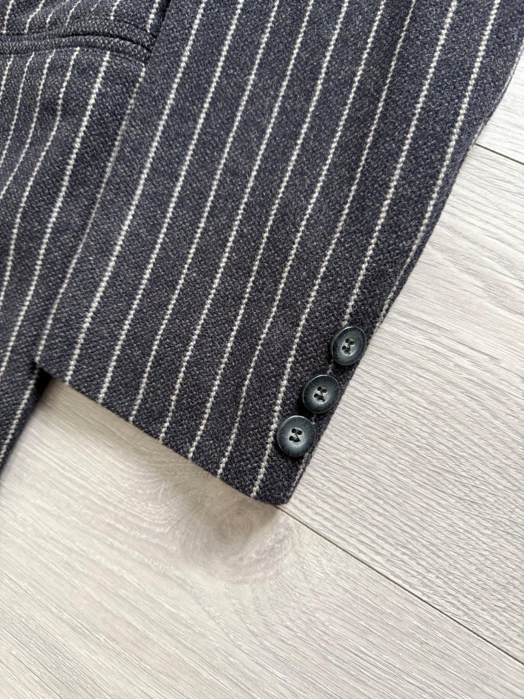 Emporio Armani 1990s 3B Chalk Stripe Ruched Wool Sport Jacket Blazer - Size M