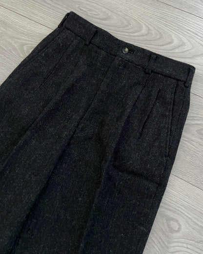 Comme Des Garcons Homme 1990s Pleated Wool Herringbone Trousers - Size 30