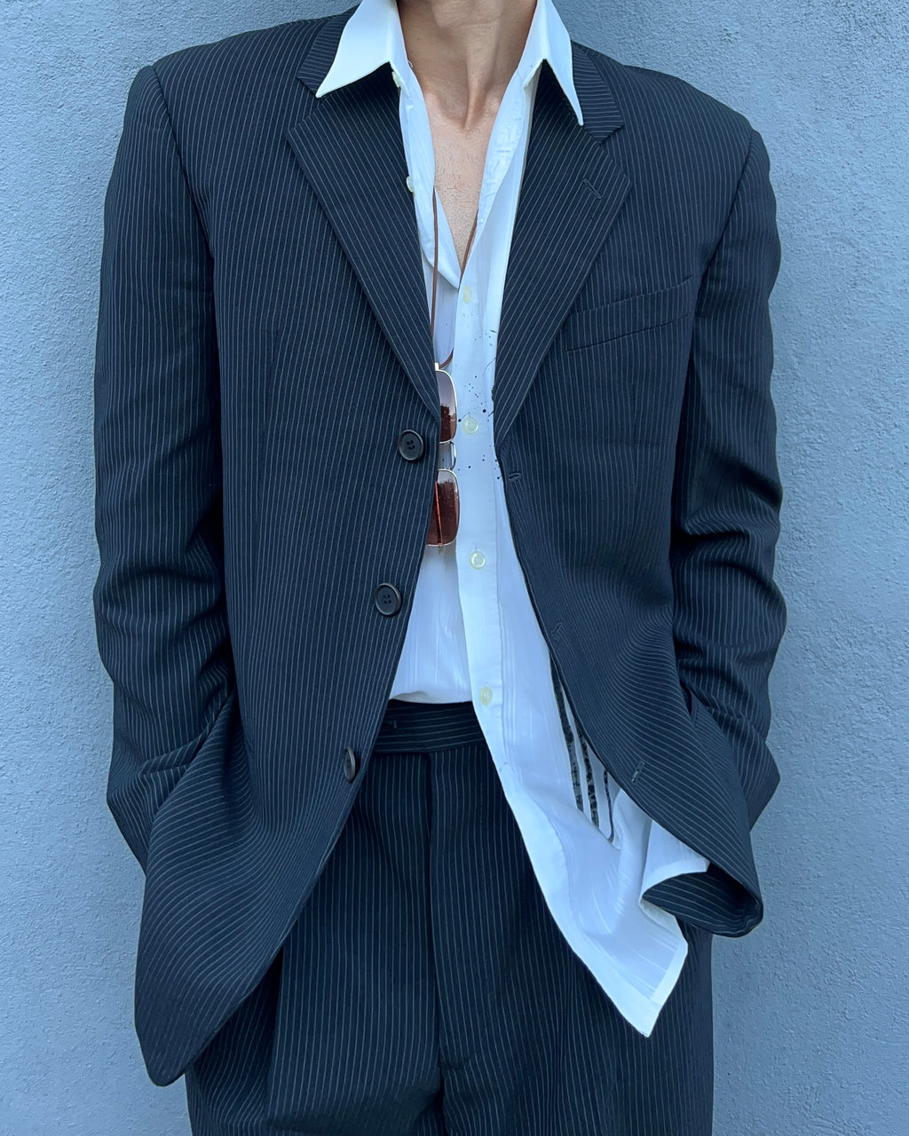 Armani 1990s Striped Pleated Relaxed Suit - M Jacket / 30" Waist