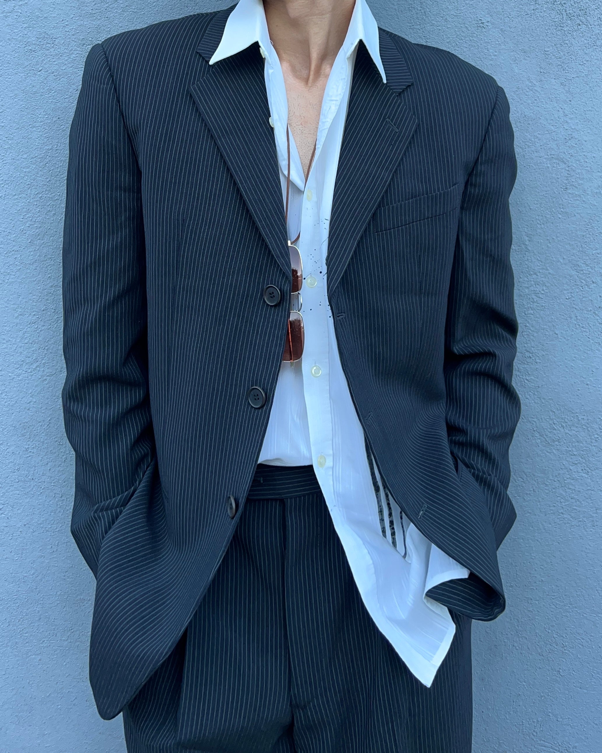 Armani 1990s Striped Pleated Relaxed Suit - M Jacket / 30" Waist