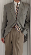 Giorgio Armani 1980s Silk Wool 3B Herringbone Weave Draped Sport Jacket Blazer  - Size XL