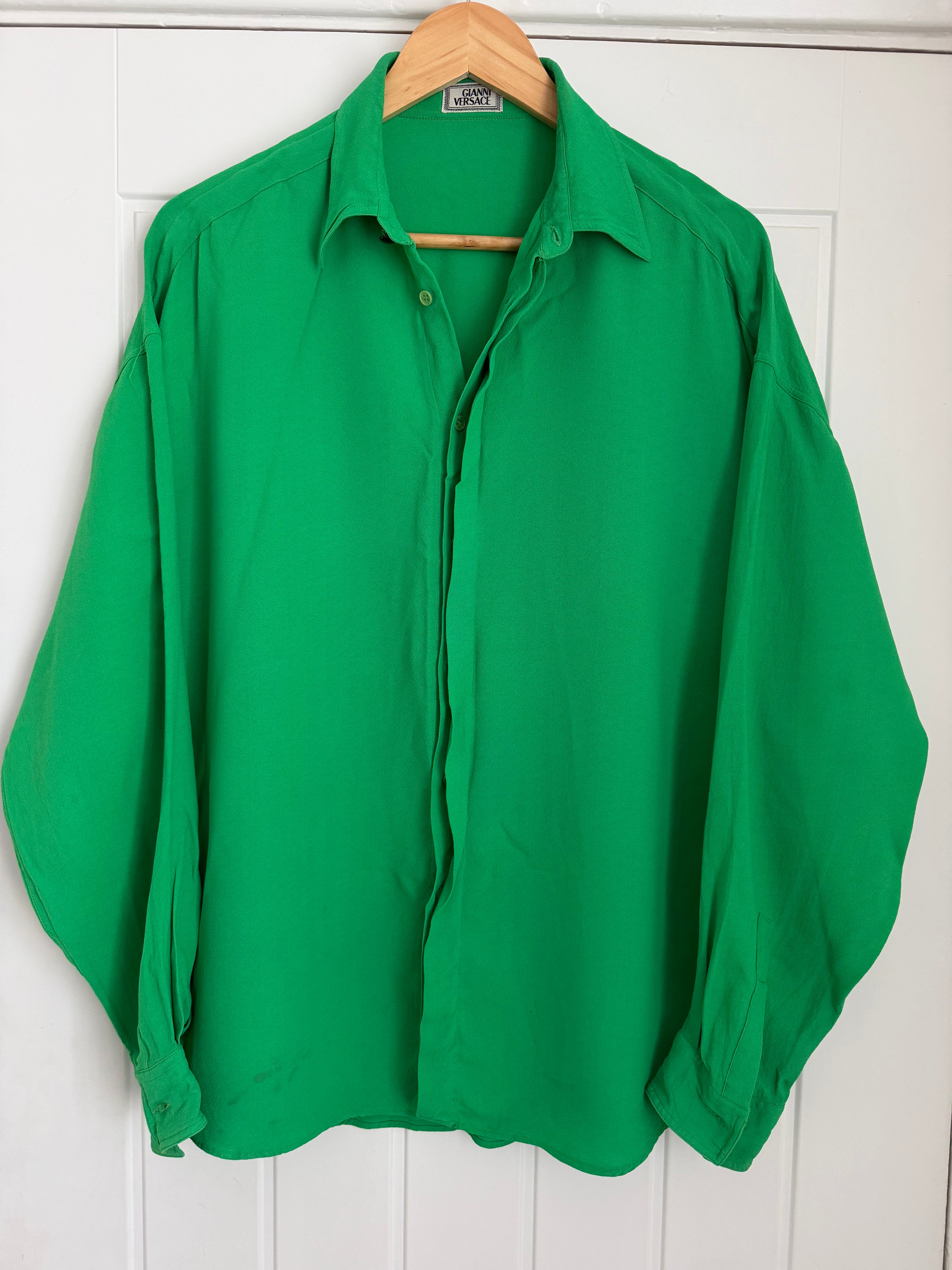 Versace 1990s Relaxed Silk Shirt - Size S
