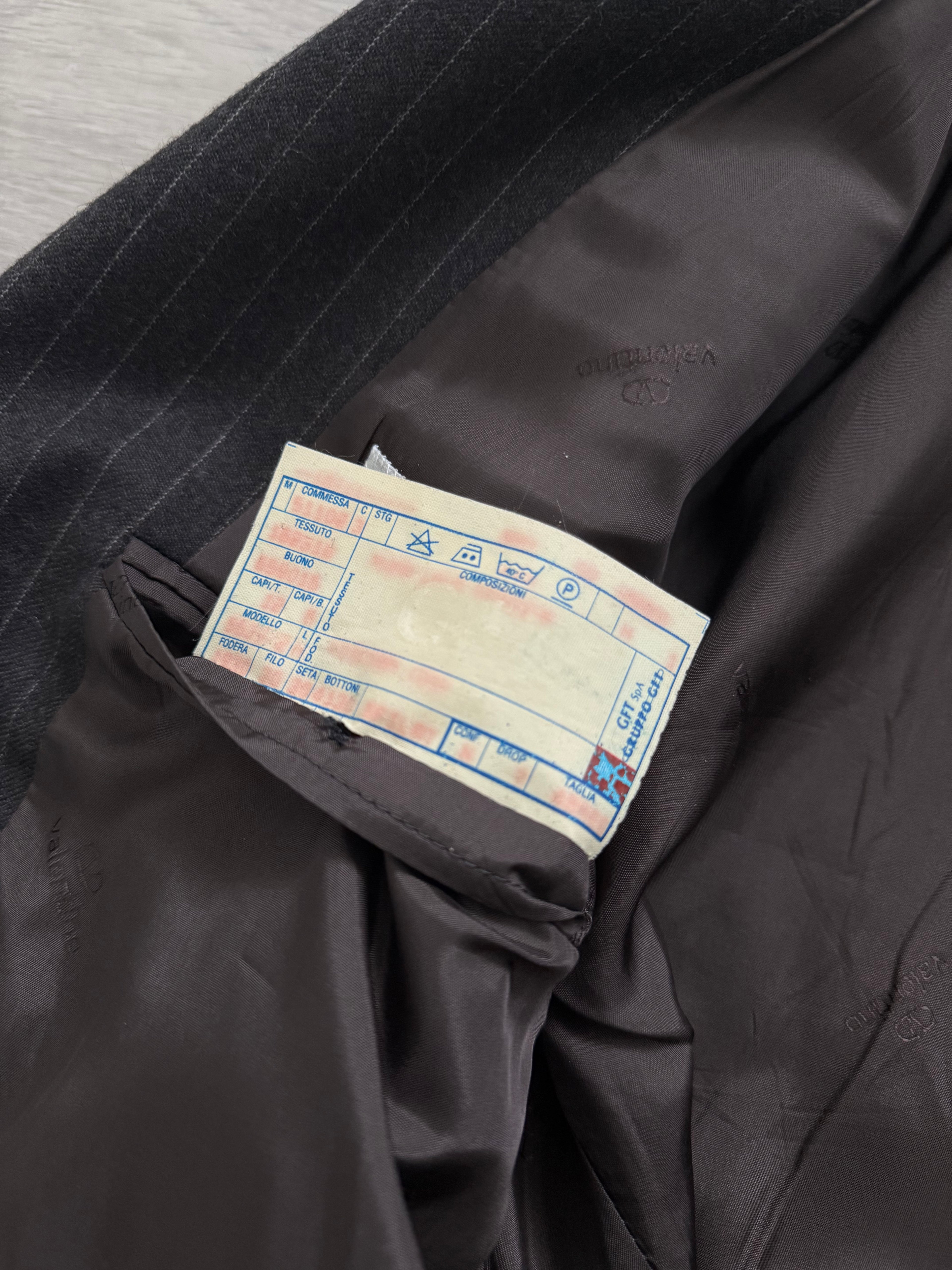 Valentino 1980s 6B Double Breasted Charcoal Wool Power Suit - Size M Jacket / 31" Waist