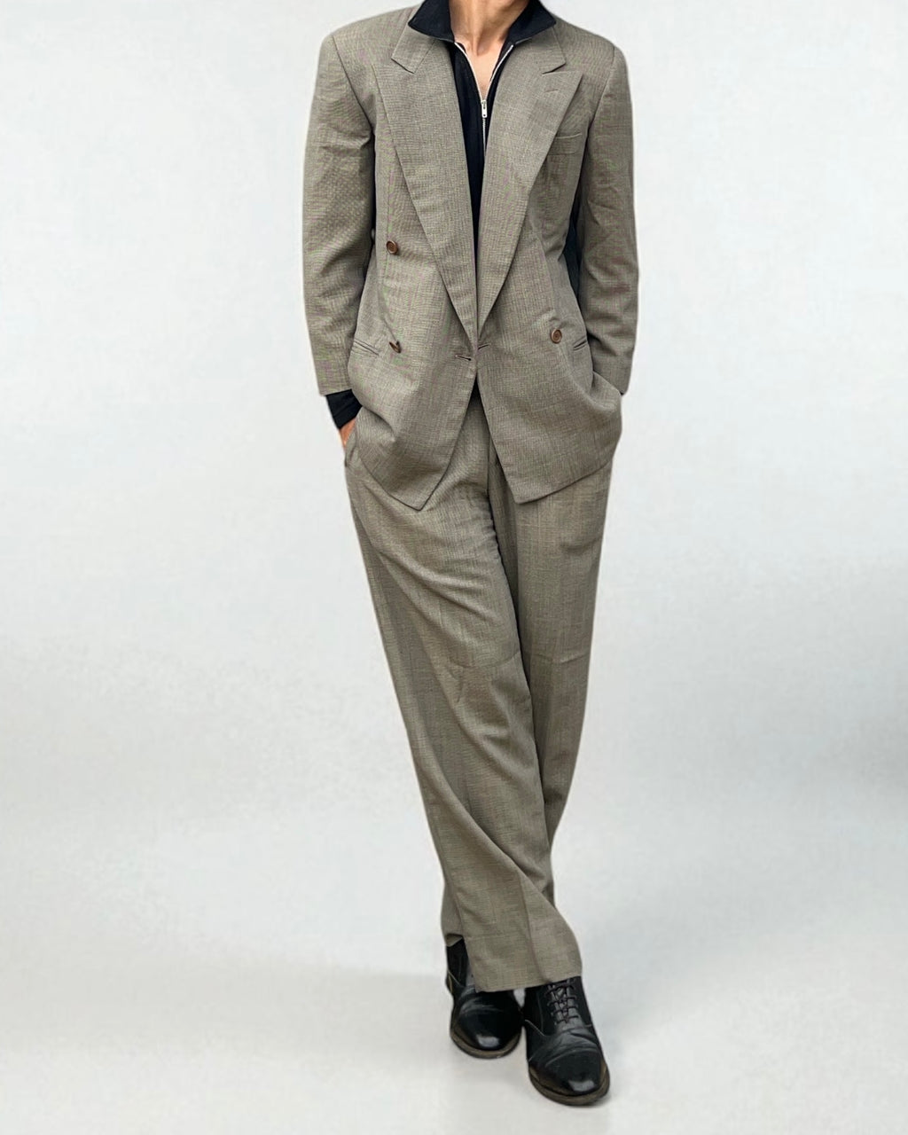 Giorgio Armani 1990s Double-Breasted Pleated Relaxed Suit - Size S Jacket / 28" Waist