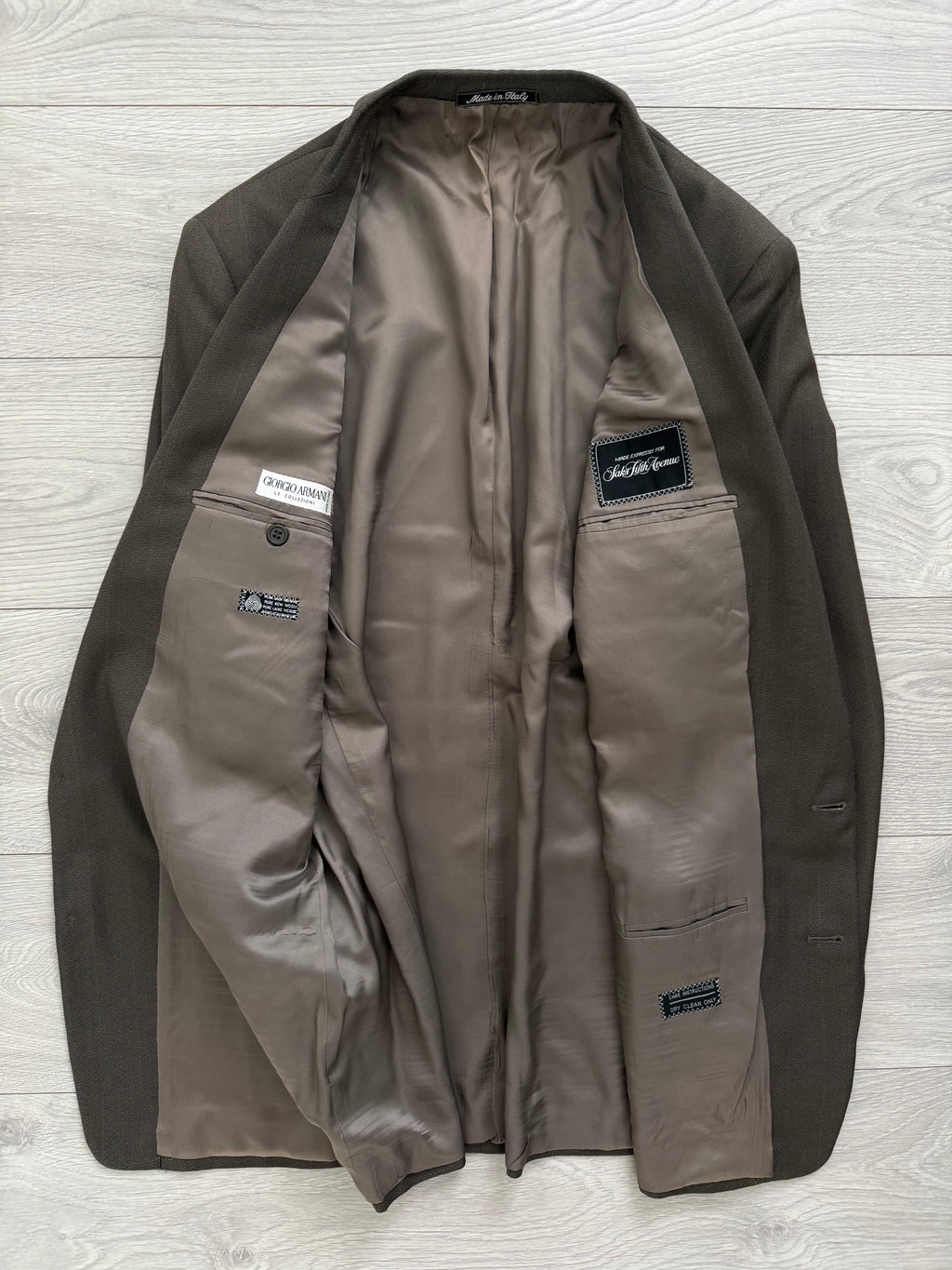 Giorgio Armani 1980s 2B Taupe Brown Wool Sports Jacket Blazer - Size XL