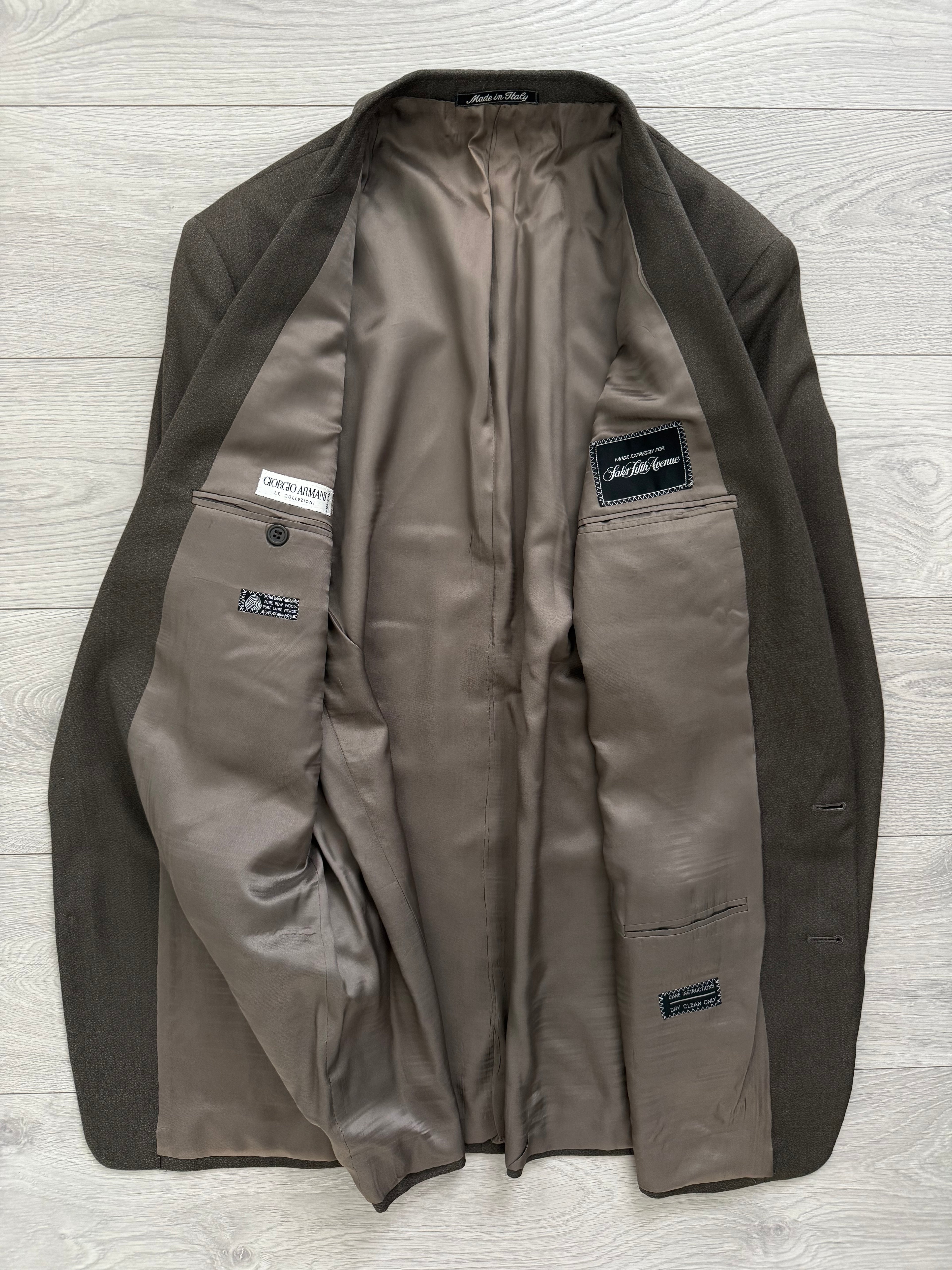 Giorgio Armani 1980s 2B Taupe Brown Wool Sports Jacket Blazer - Size XL