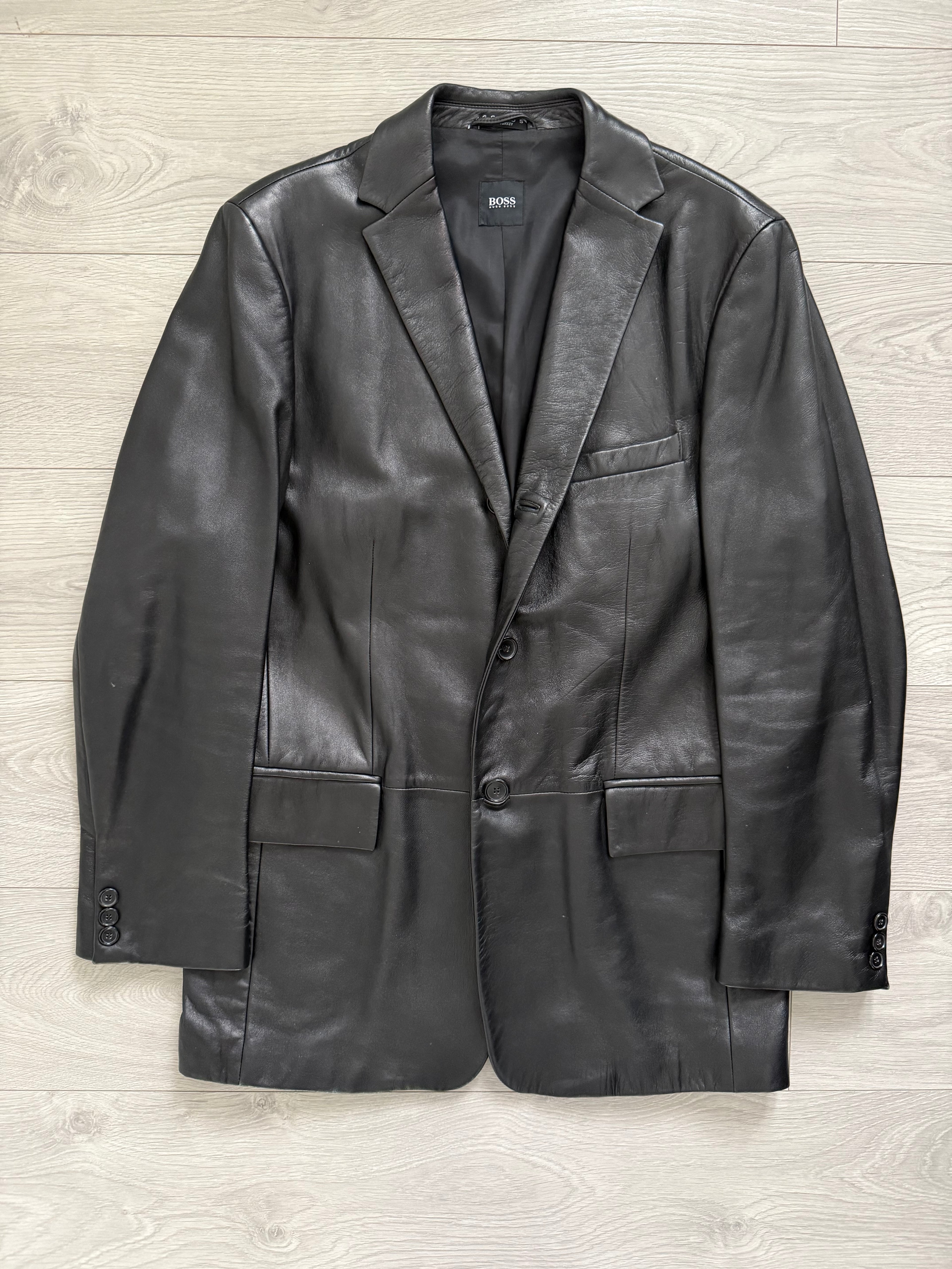 Hugo Boss 1990s Leather Jacket - Size XL