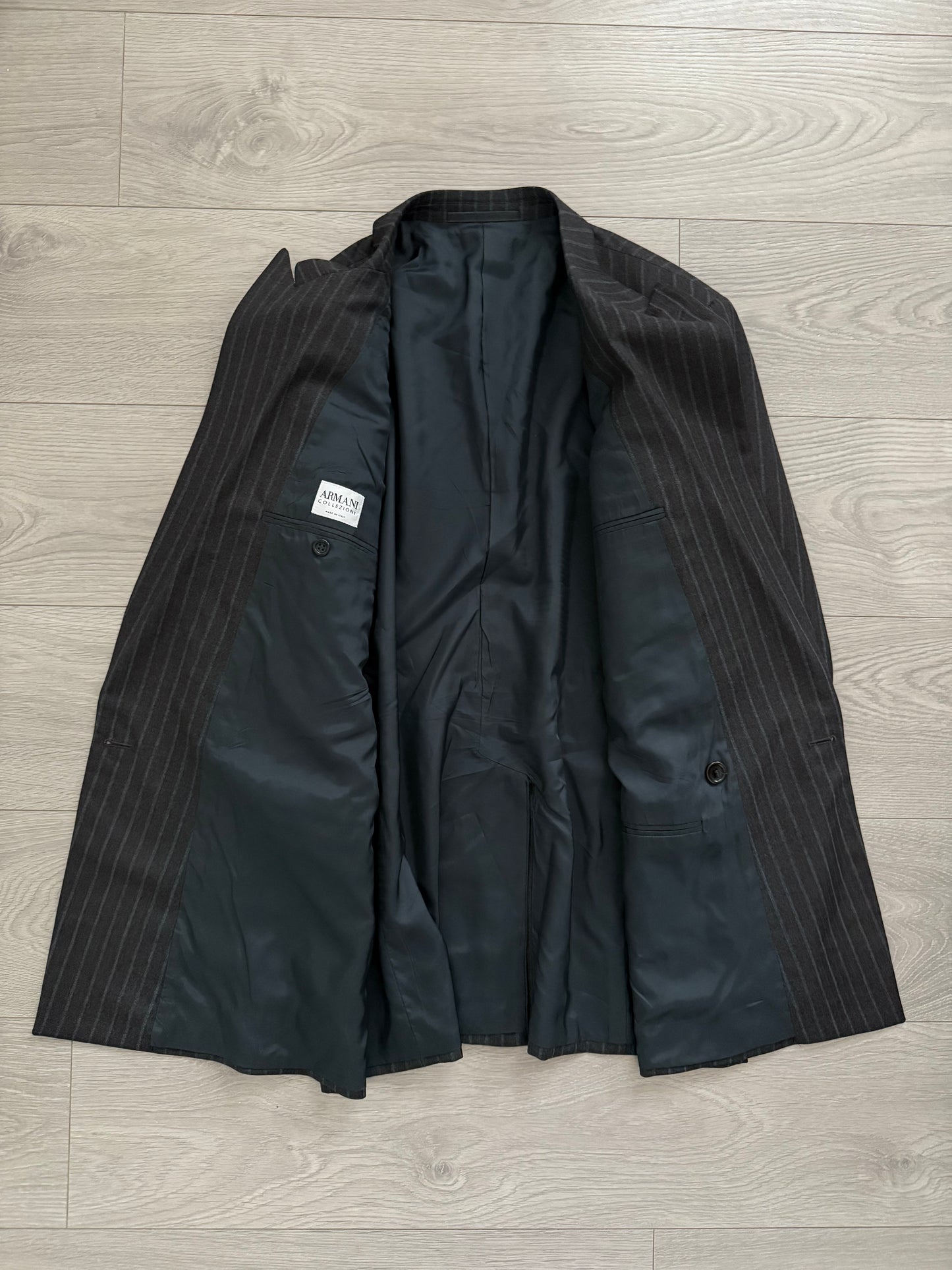 Armani 1990s Double Breasted Pleated Wool Suit - Size L Jacket / 34" Waist