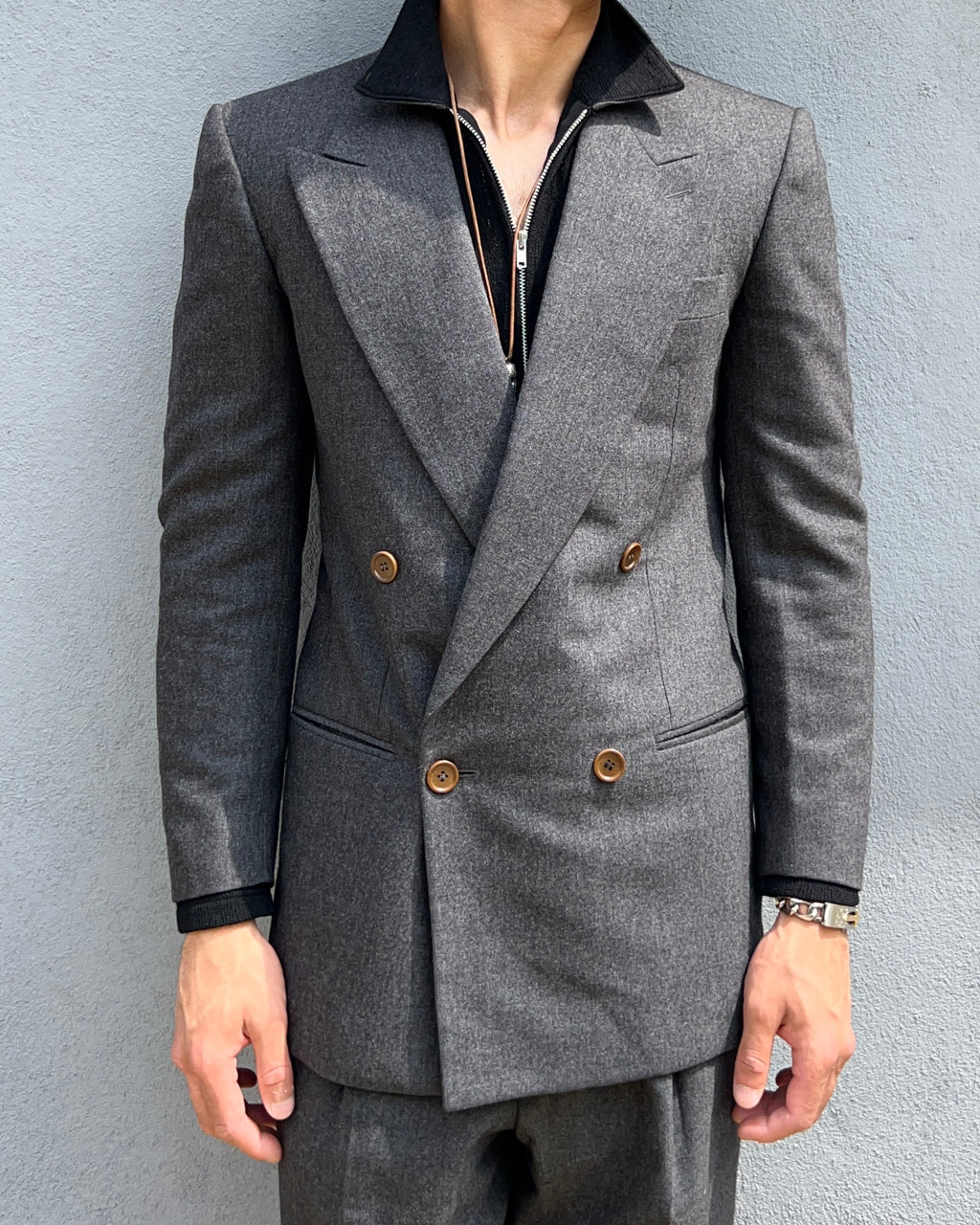 Giorgio Armani 1990s Double-Breasted Pleated Relaxed Wool Suit - Size S Jacket / 30" Waist