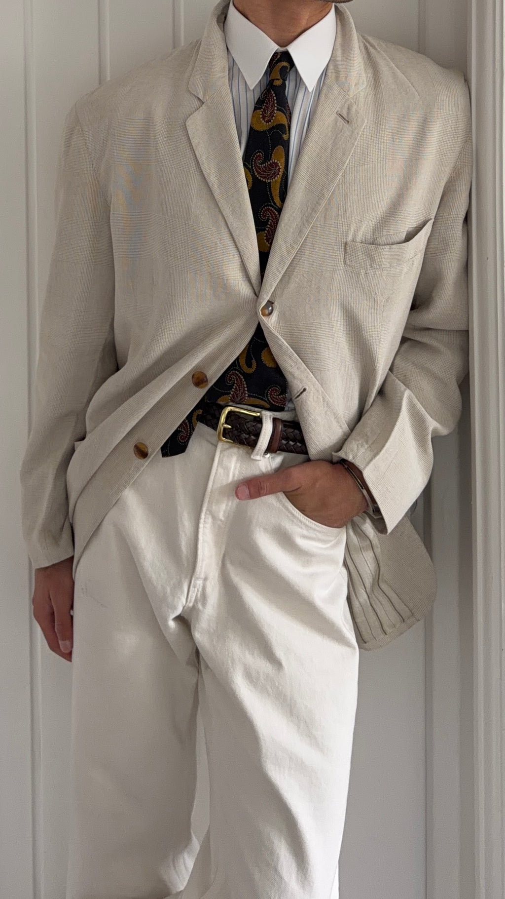 Emporio Armani 1990s 3B Linen Sport Jacket Blazer - Size L