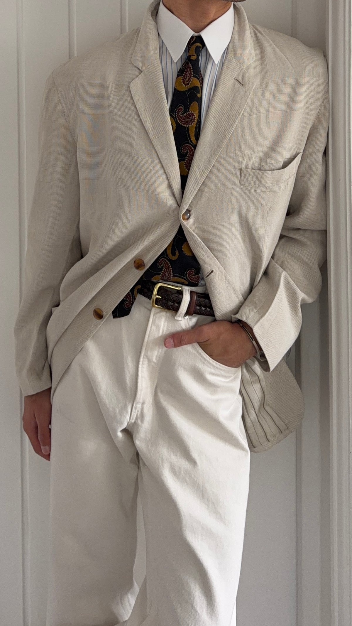 Emporio Armani 1990s 3B Linen Sport Jacket Blazer - Size L