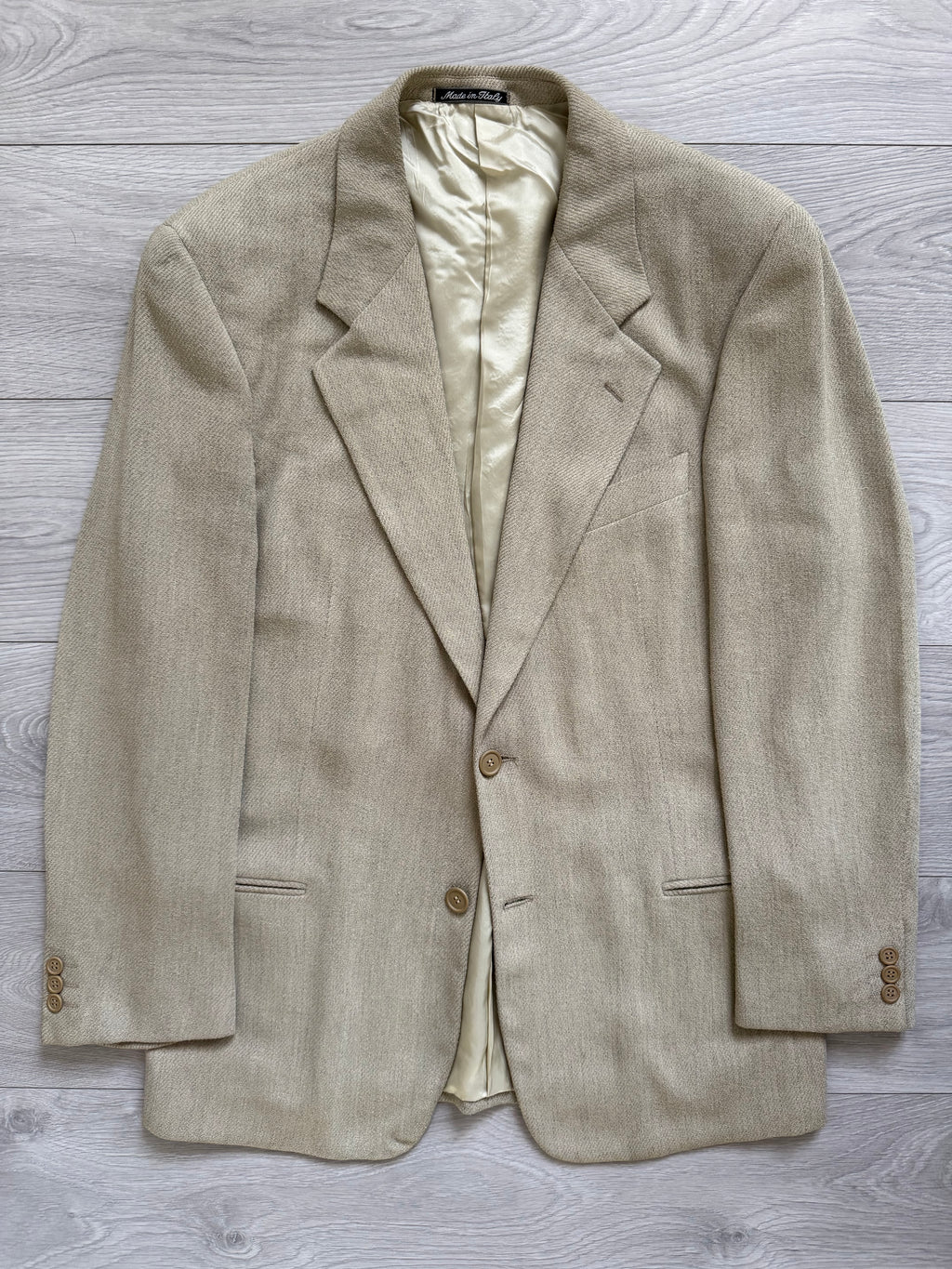 Giorgio Armani 1980s 2B Wool Silk Beige Sport Jacket Blazer - Size M