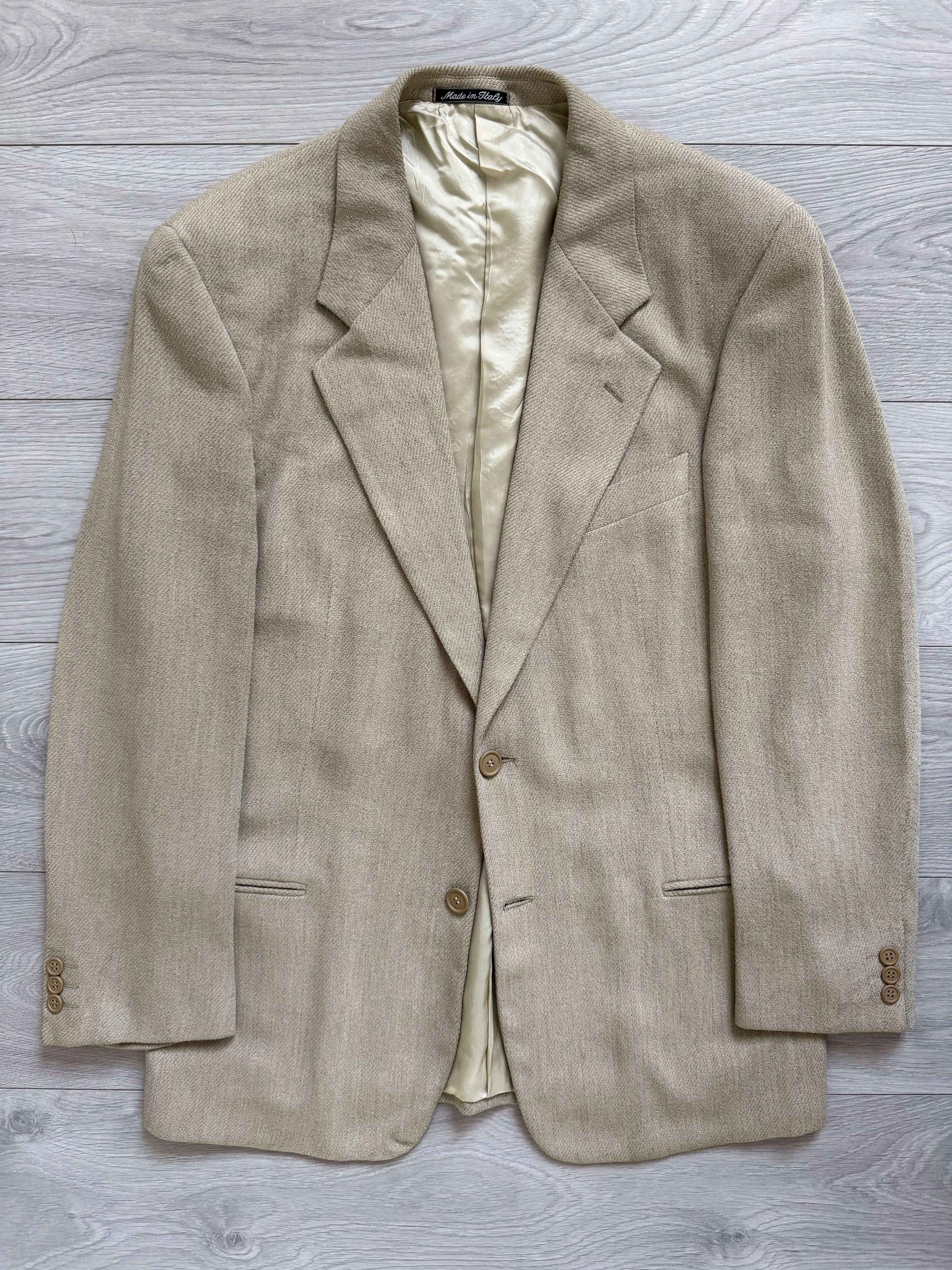 Giorgio Armani 1980s 2B Wool Silk Beige Sport Jacket Blazer - Size M