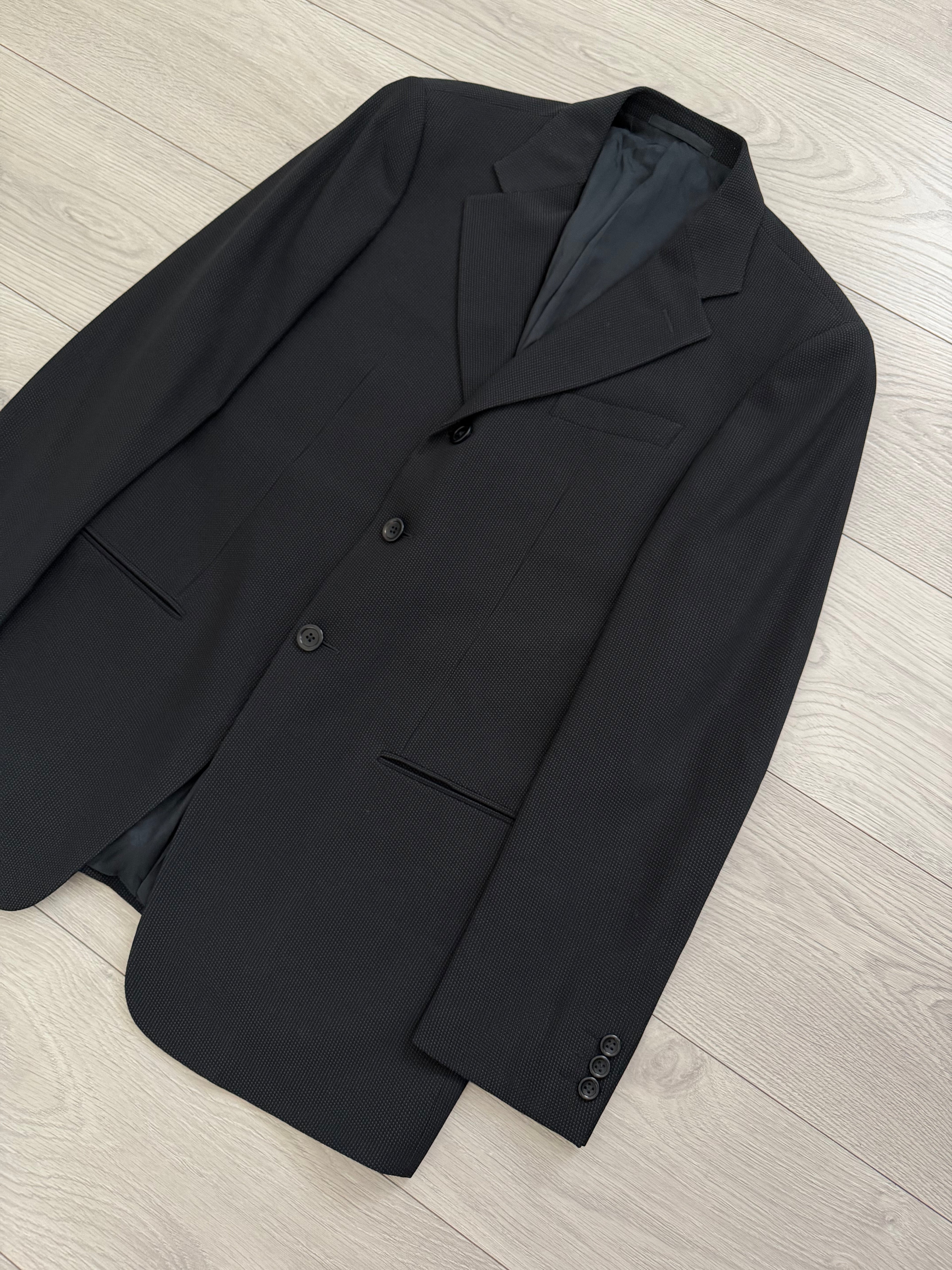 Armani 1990s 2B Pleated Textured Wool Black Suit - Size M Jacket / 32" Waist