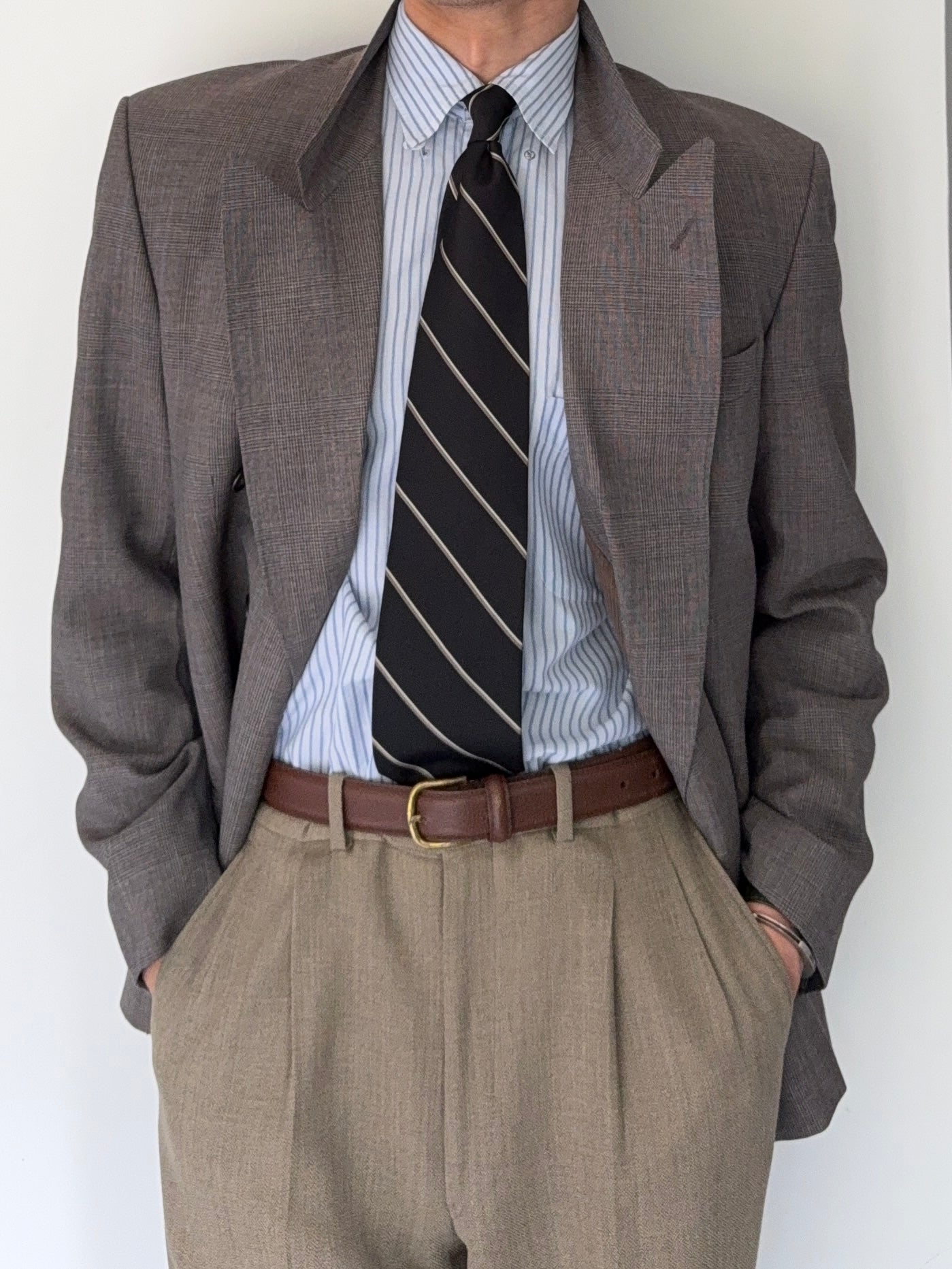 St Michaels 1990s Prince of Wales Check Double Breasted Peaked Lapel Sports Jacket Blazer - Size M
