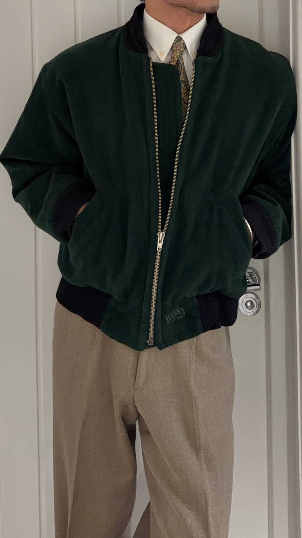 Hugo Boss 1980s Wool Cashmere Bomber Jacket - Size M