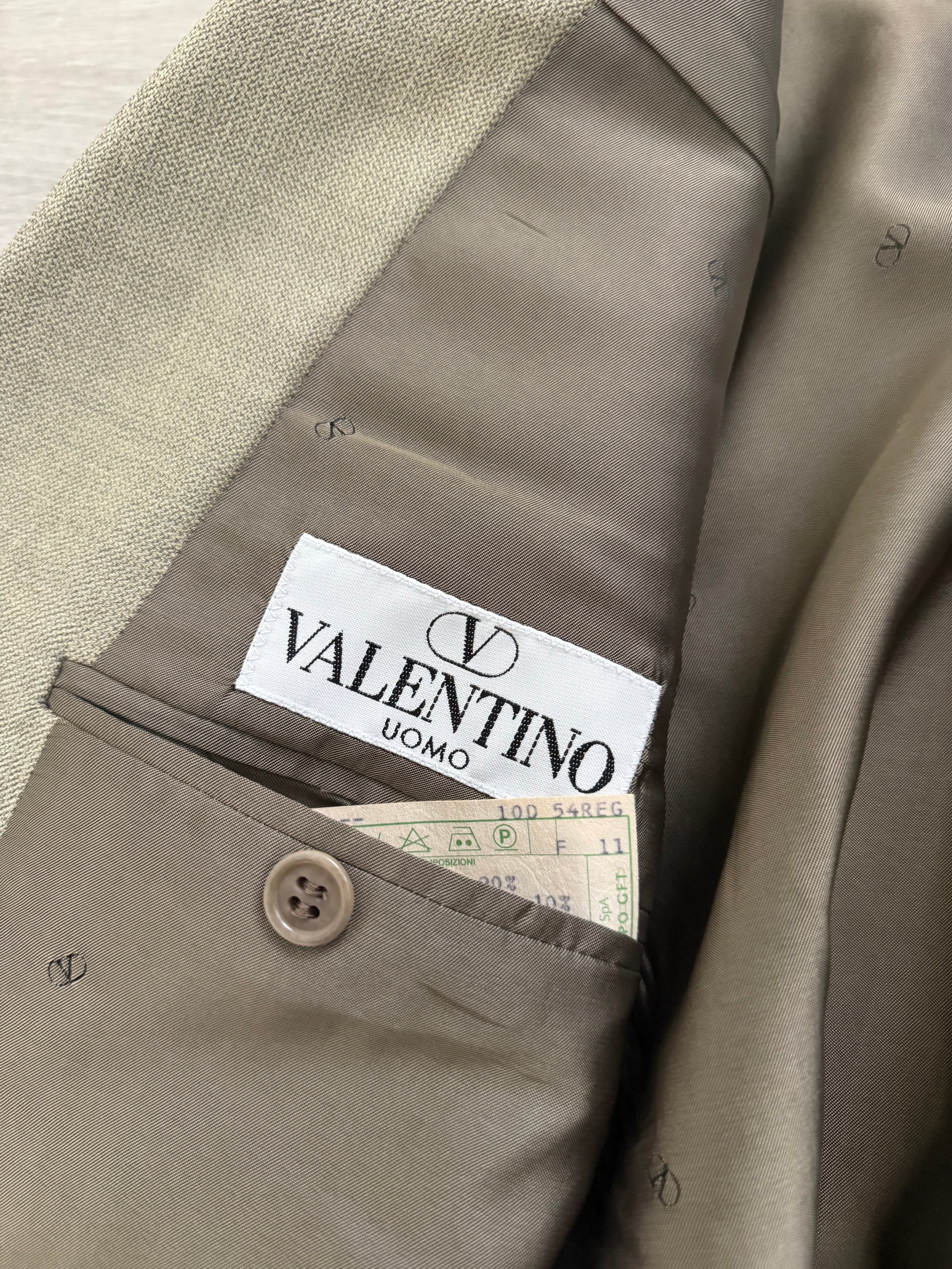 Valentino 1980s 3B Taupe Beige Wool Sports Blazer Jacket - Size XL