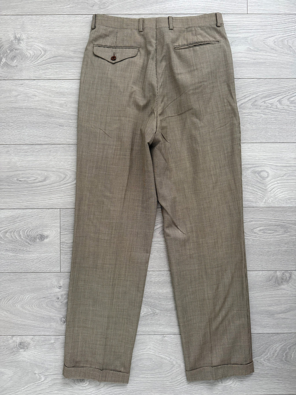 Paul Smith 1990s 3B Double Pleat Micro Houndstooth Marzotto Fabric Wool Suit - Size S Jacket / 30" Waist
