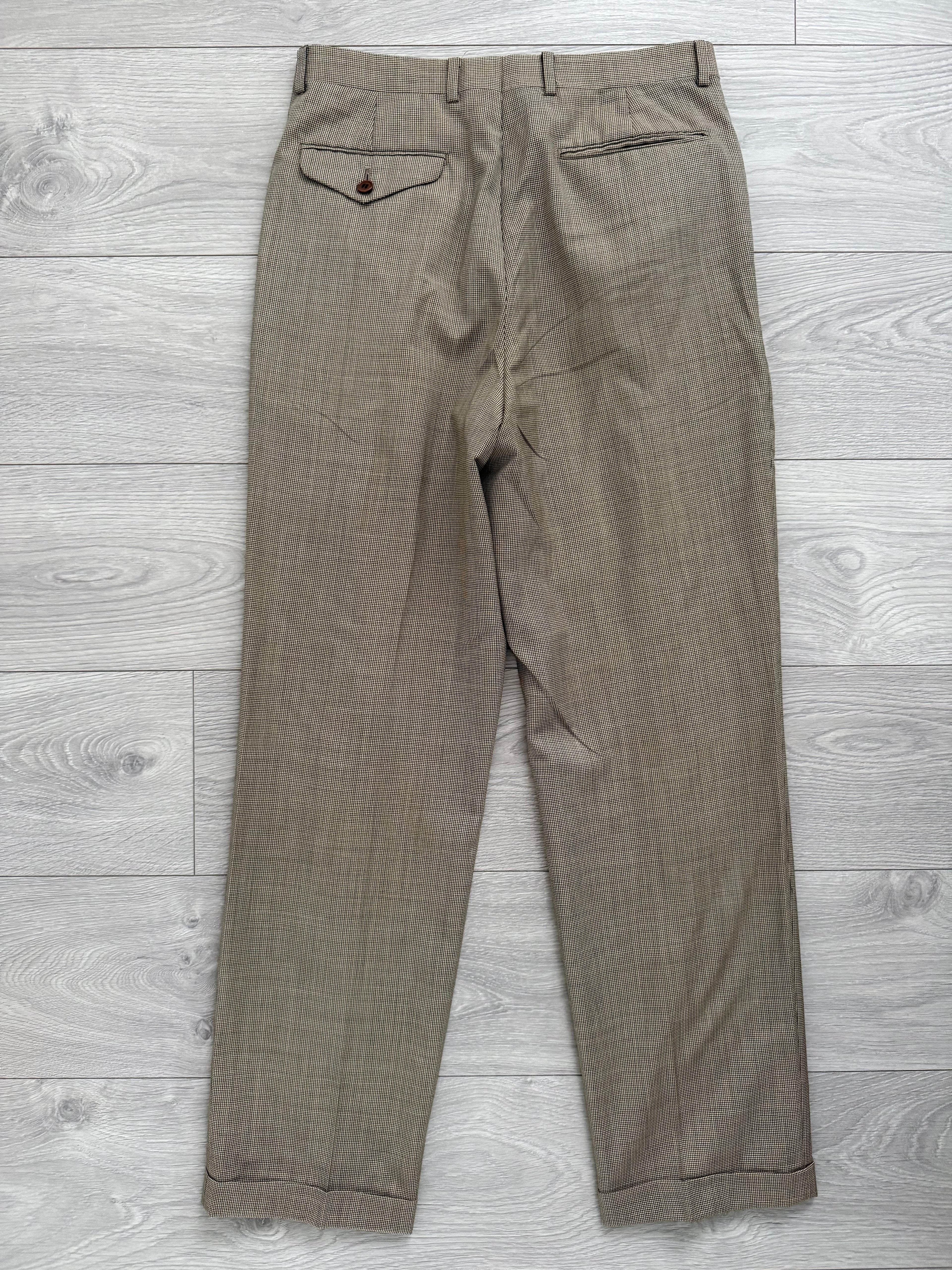 Paul Smith 1990s 3B Double Pleat Micro Houndstooth Marzotto Fabric Wool Suit - Size S Jacket / 30" Waist