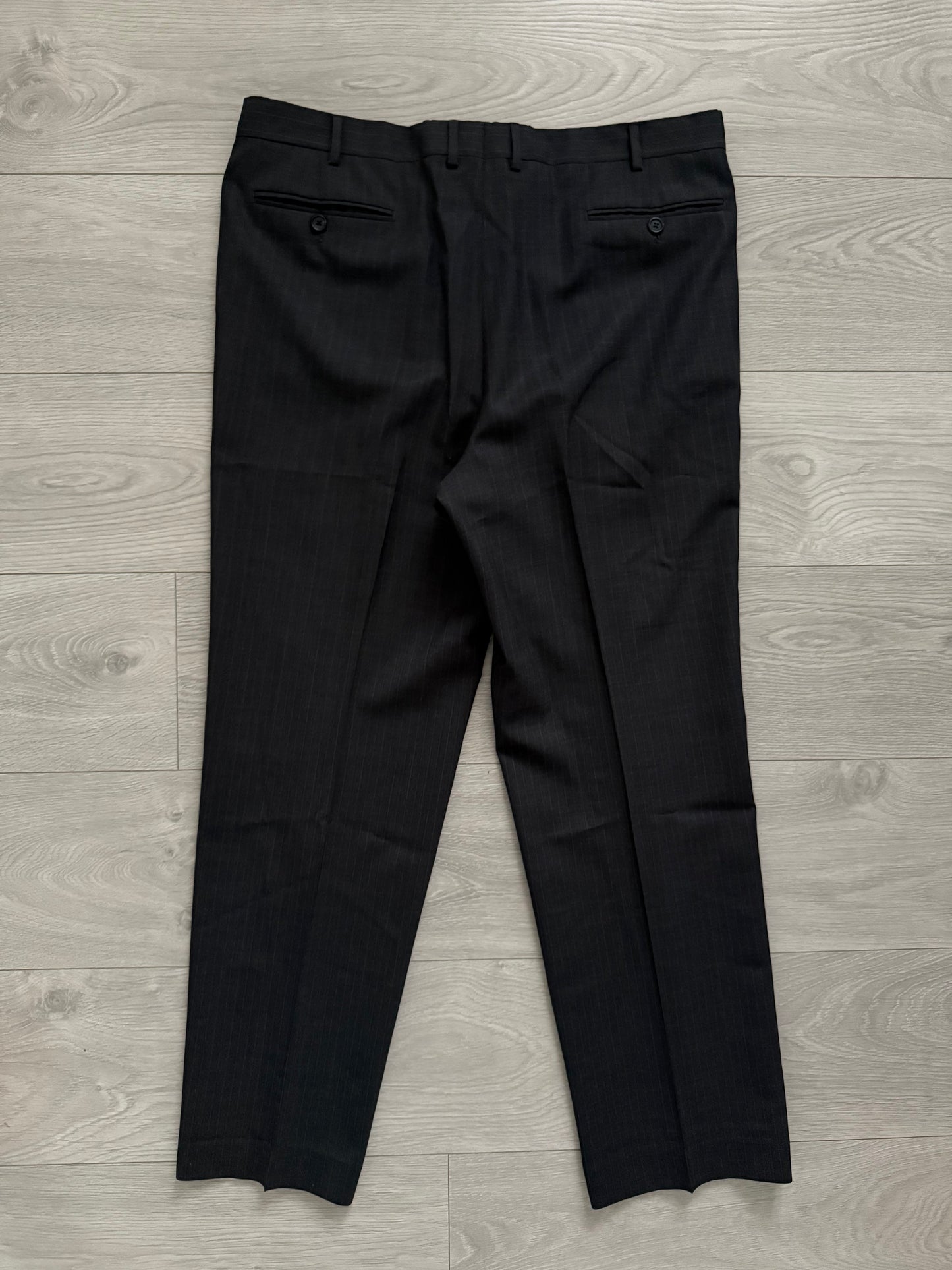 Giorgio Armani 1990s Striped Pleated Wool Suit - Size L Jacket / 36" Waist