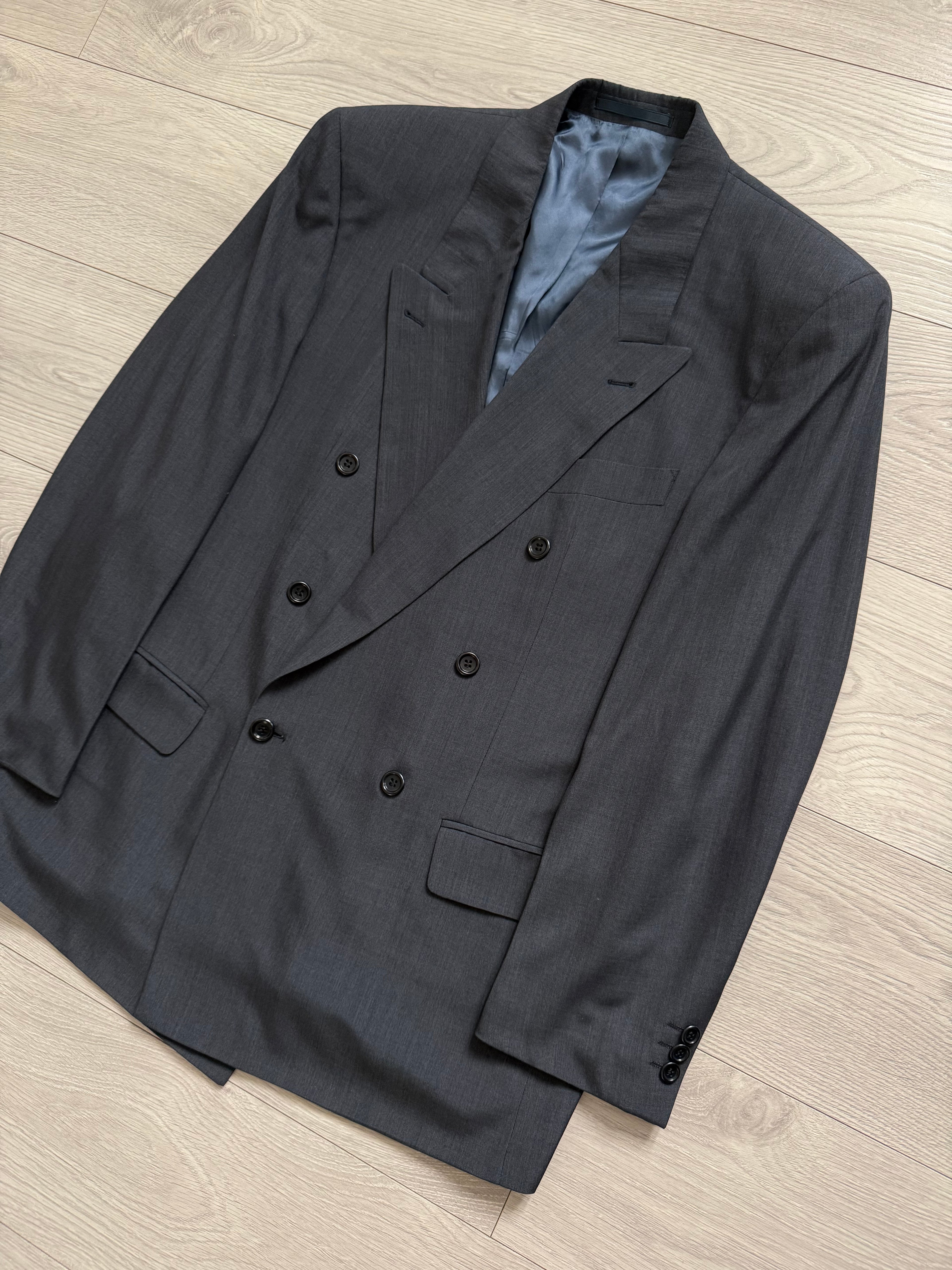 Hugo Boss 'Al Capone' 1980s Peaked Lapel Double Breasted Wool Rayon Sport Blazer Jacket - Size L