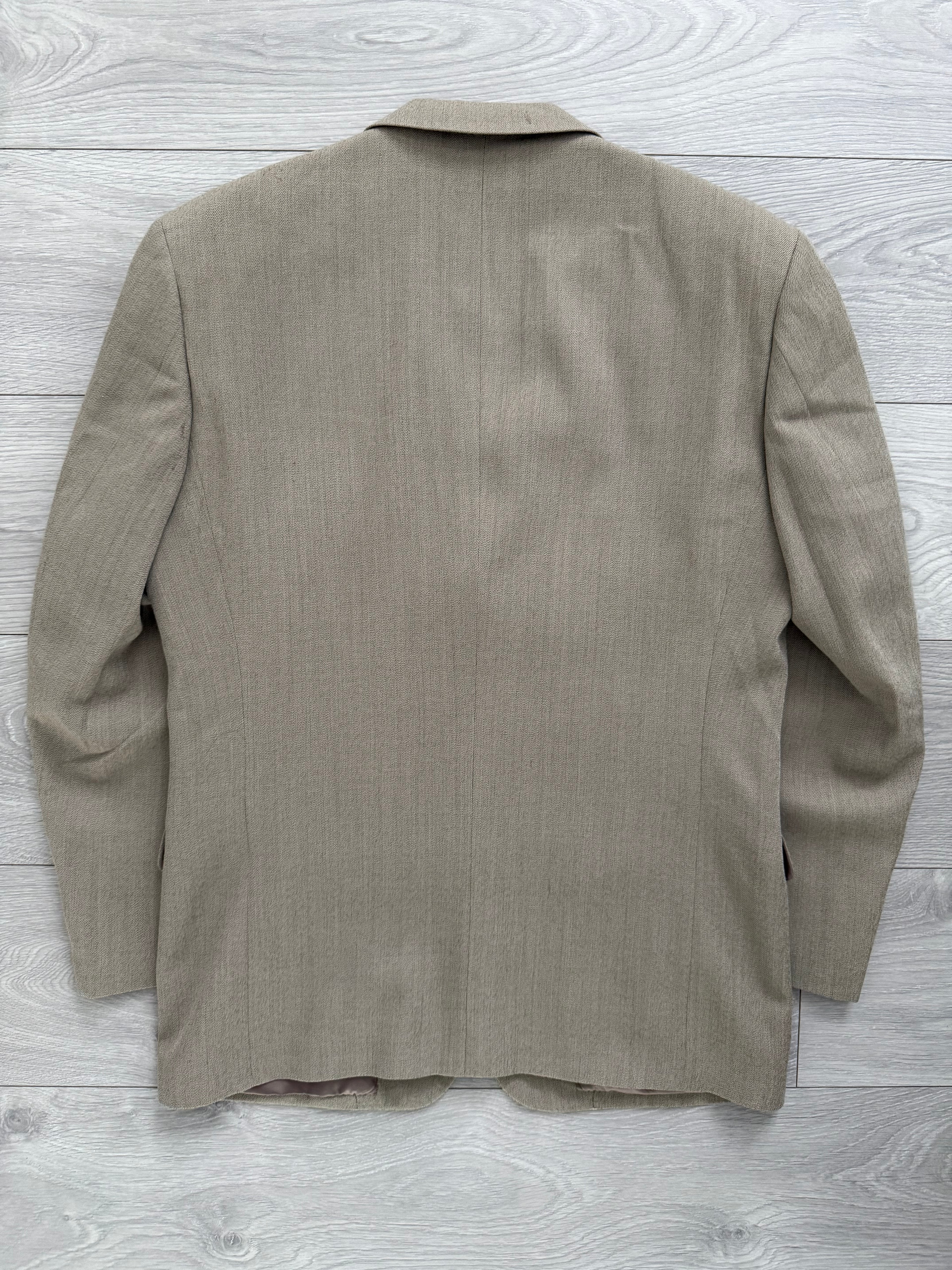Paul Smith 1990s 3B Double Pleat Crepe Weave Wool Suit Stone Beige - Size L Jacket / 31" Waist