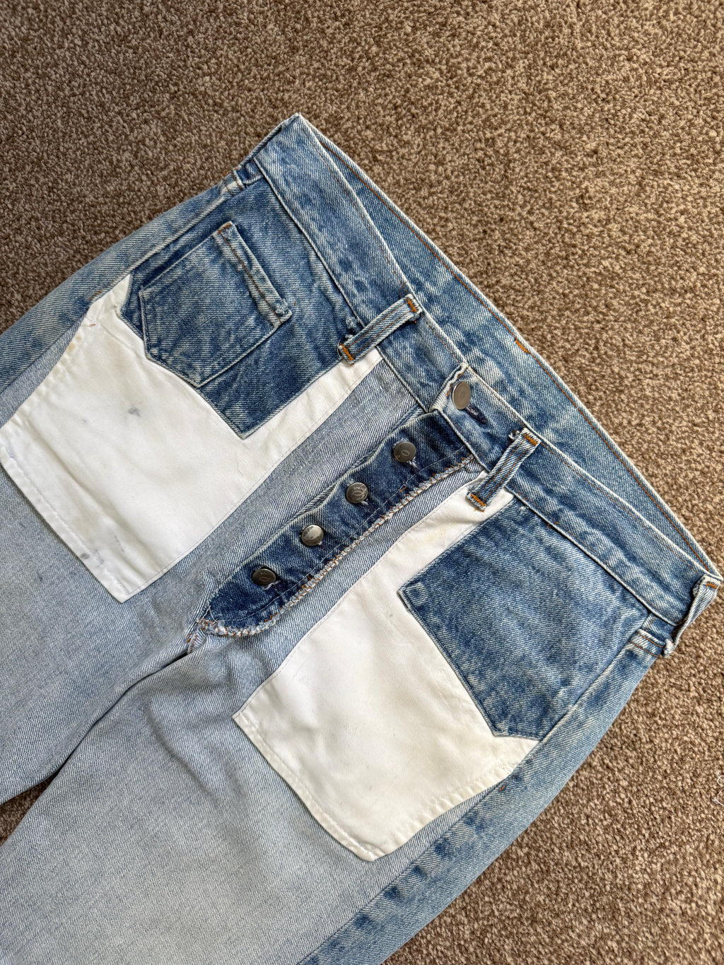 Maison Martin Margiela Artisanal Line (0) AW2004 Re-Worked Inverted Denim Jeans - Size 30" Waist