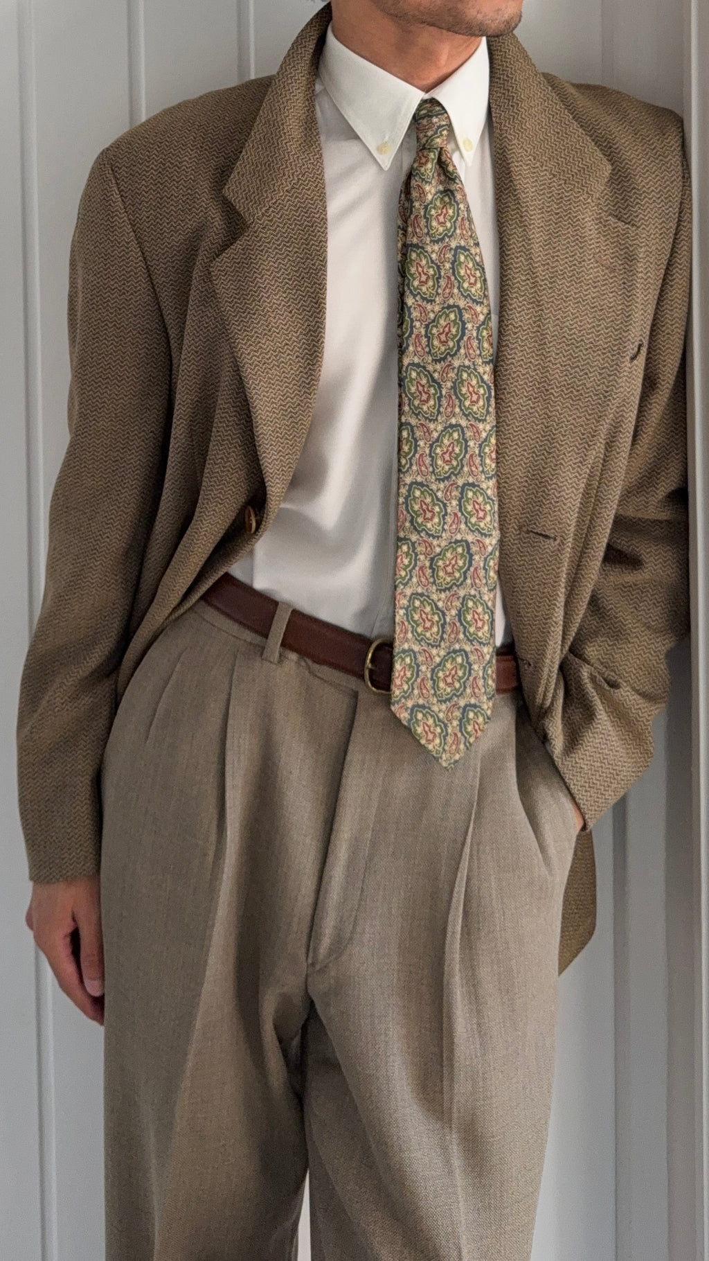 Giorgio Armani 1980s 3B Textured Wool Nylon Sport Jacket Blazer  - Size XL