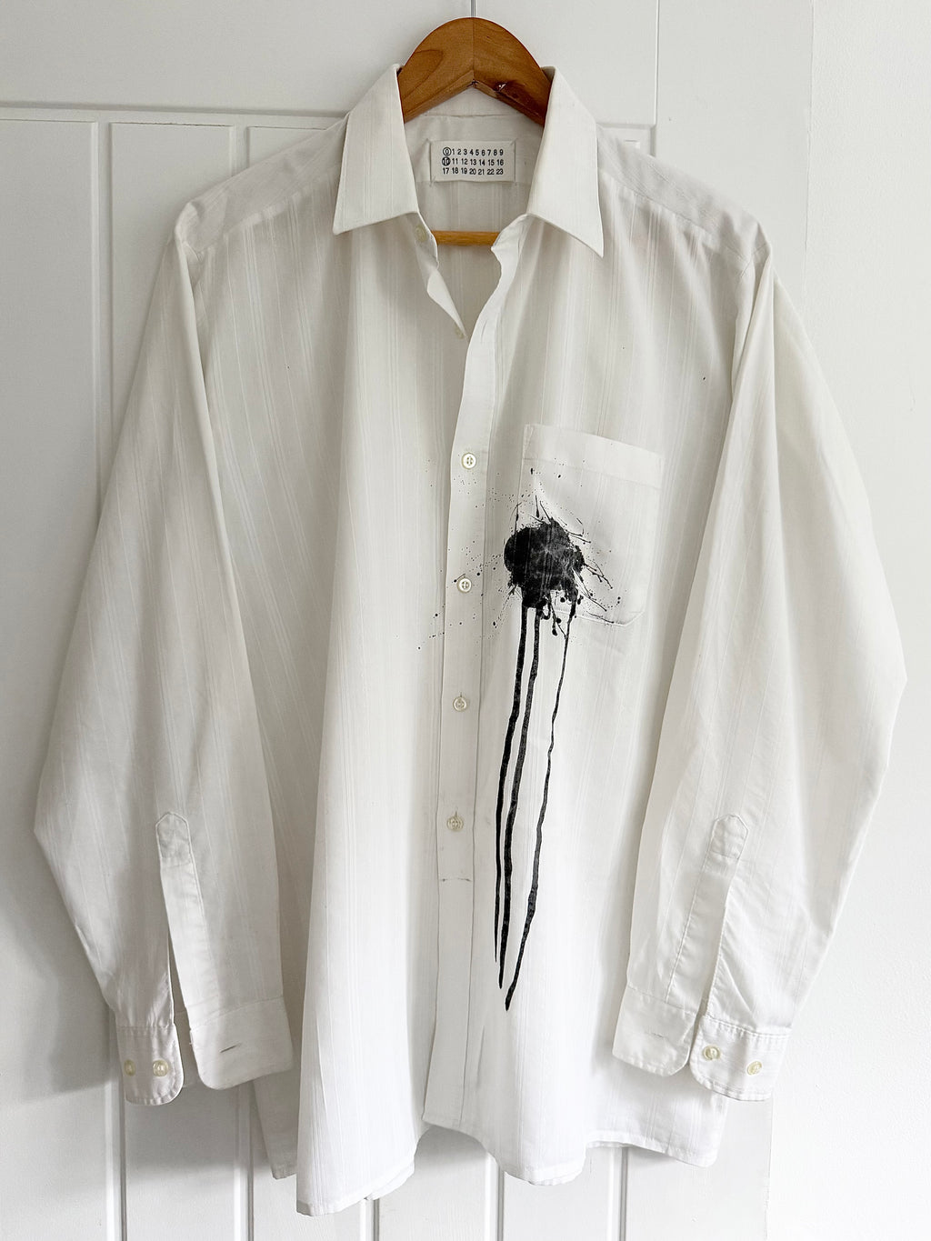 Maison Martin Margiela AW2004 Artisanal Line (0)(10) Ink Splatter Split Shirt - Size L