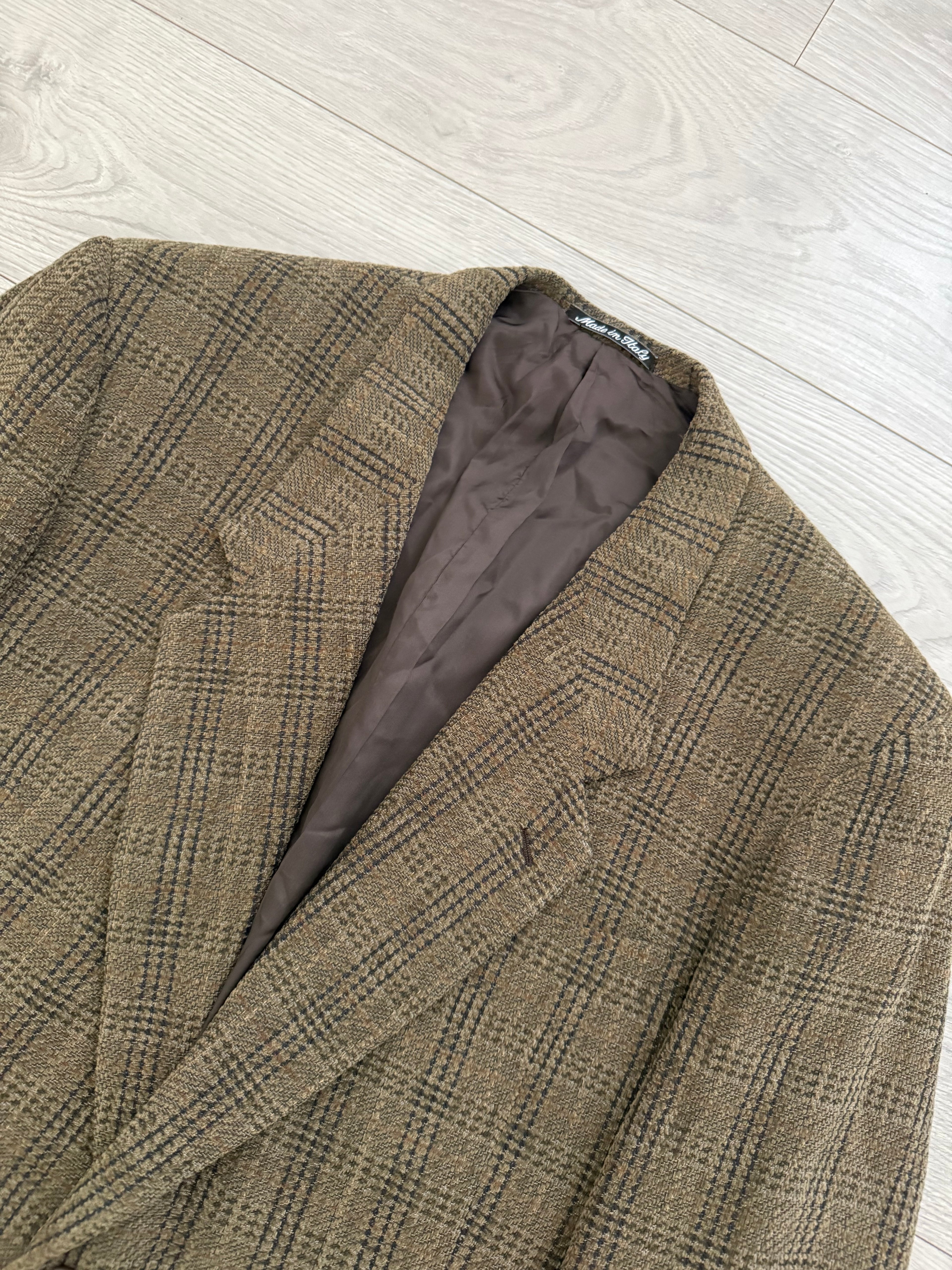 Giorgio Armani 1980s Textured Wool Brown Sports Blazer Jacket - Size XXL
