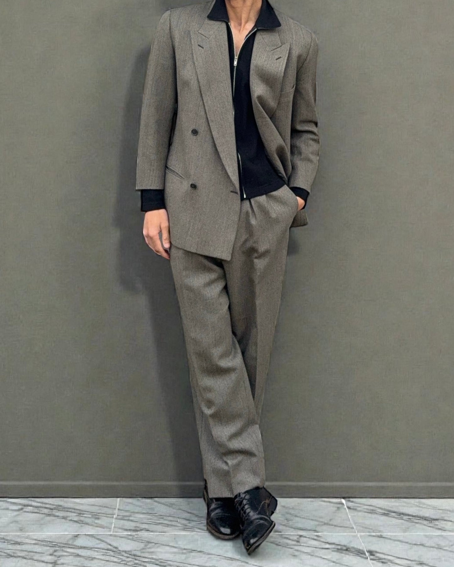 Emporio Armani 1990s Double-Breasted Pleated Wool Suit - Size M Jacket / 34" Waist