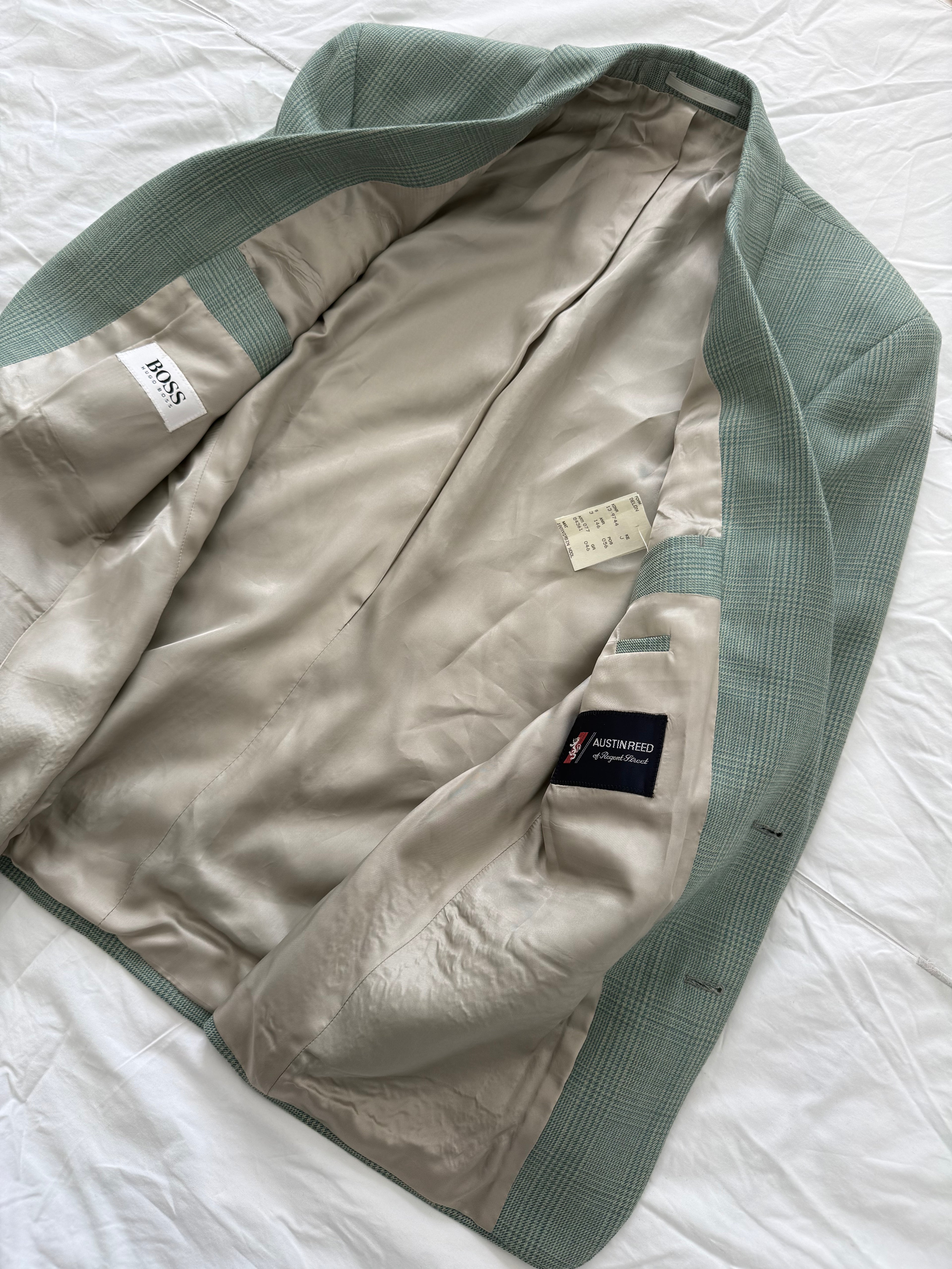 Hugo Boss 1980s 2B Teal Green Wool Sports Blazer Jacket - Size S