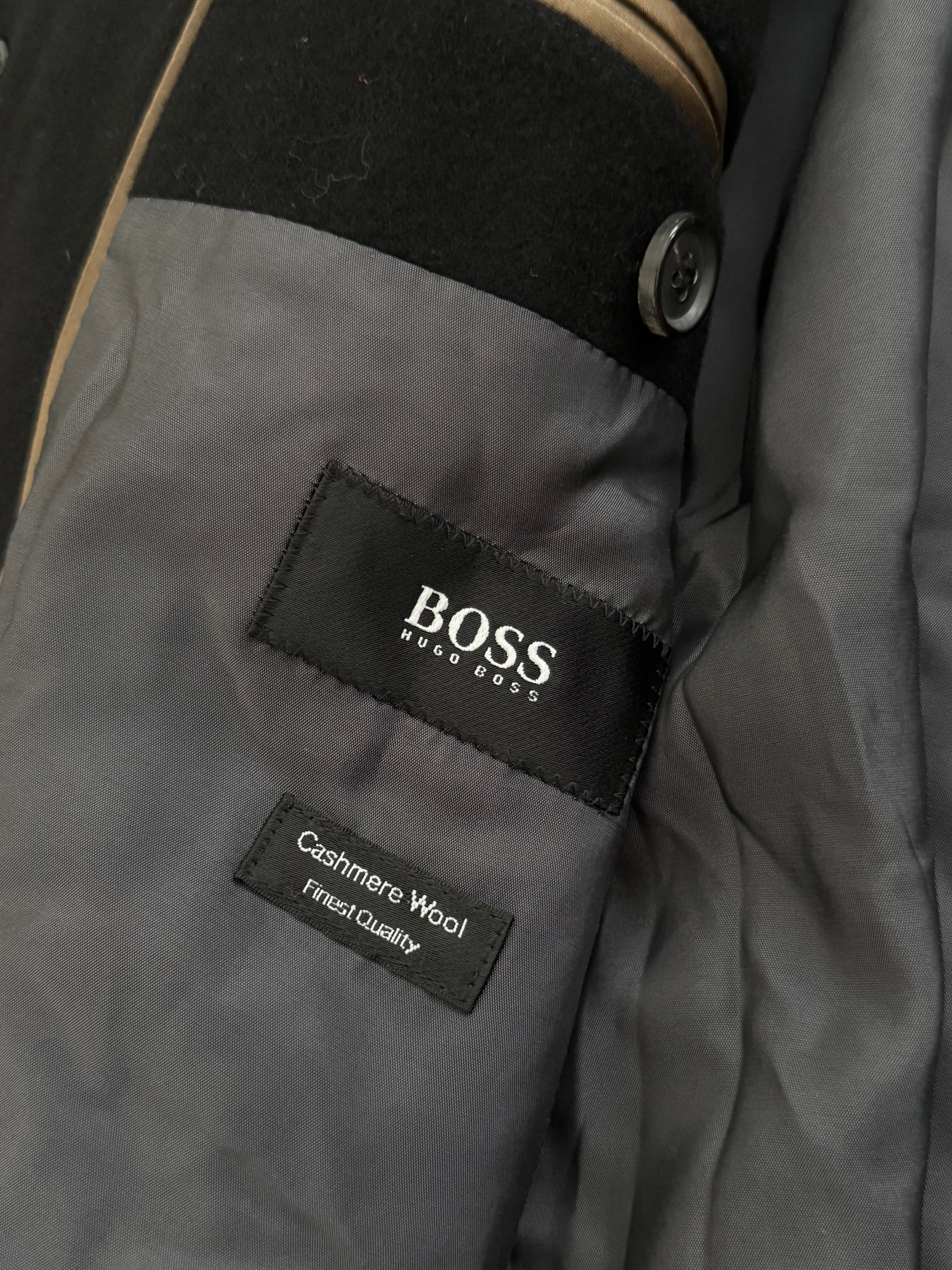 Hugo Boss 1990s 'Stratus' Wool Cashmere Black Coat - Size M