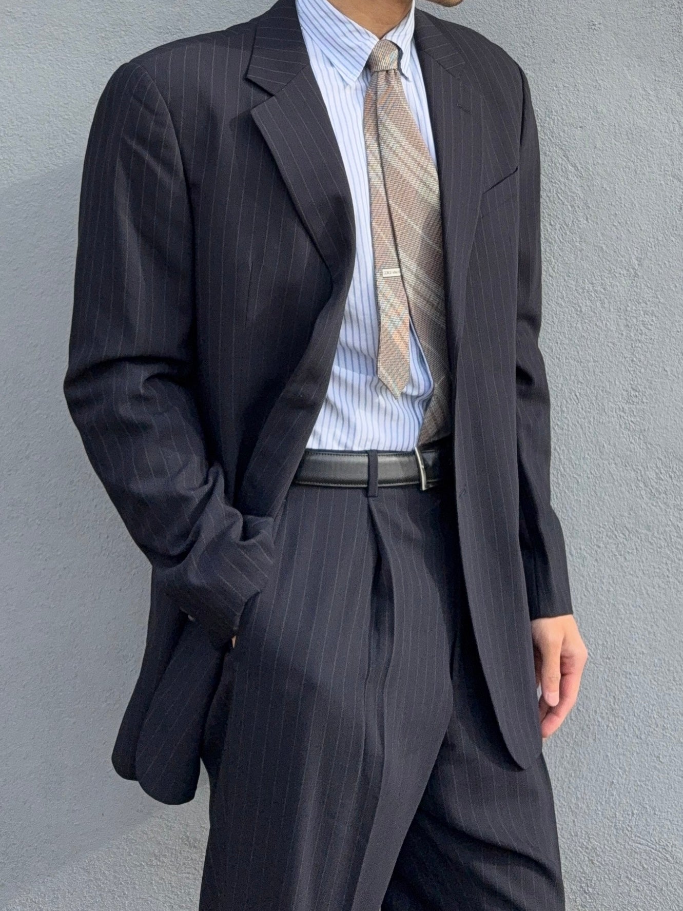 Armani 1990s Striped Wool Pleated Suit - Size XL Jacket / 36" Waist