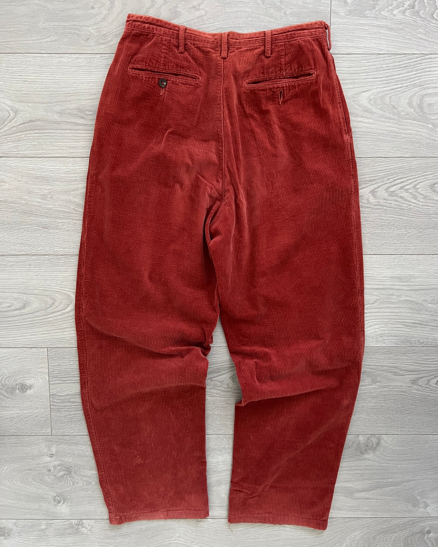 C.P. Company 1980s 'Navy Arctic' Rust Orange Pleated Cord Pants - Size 31