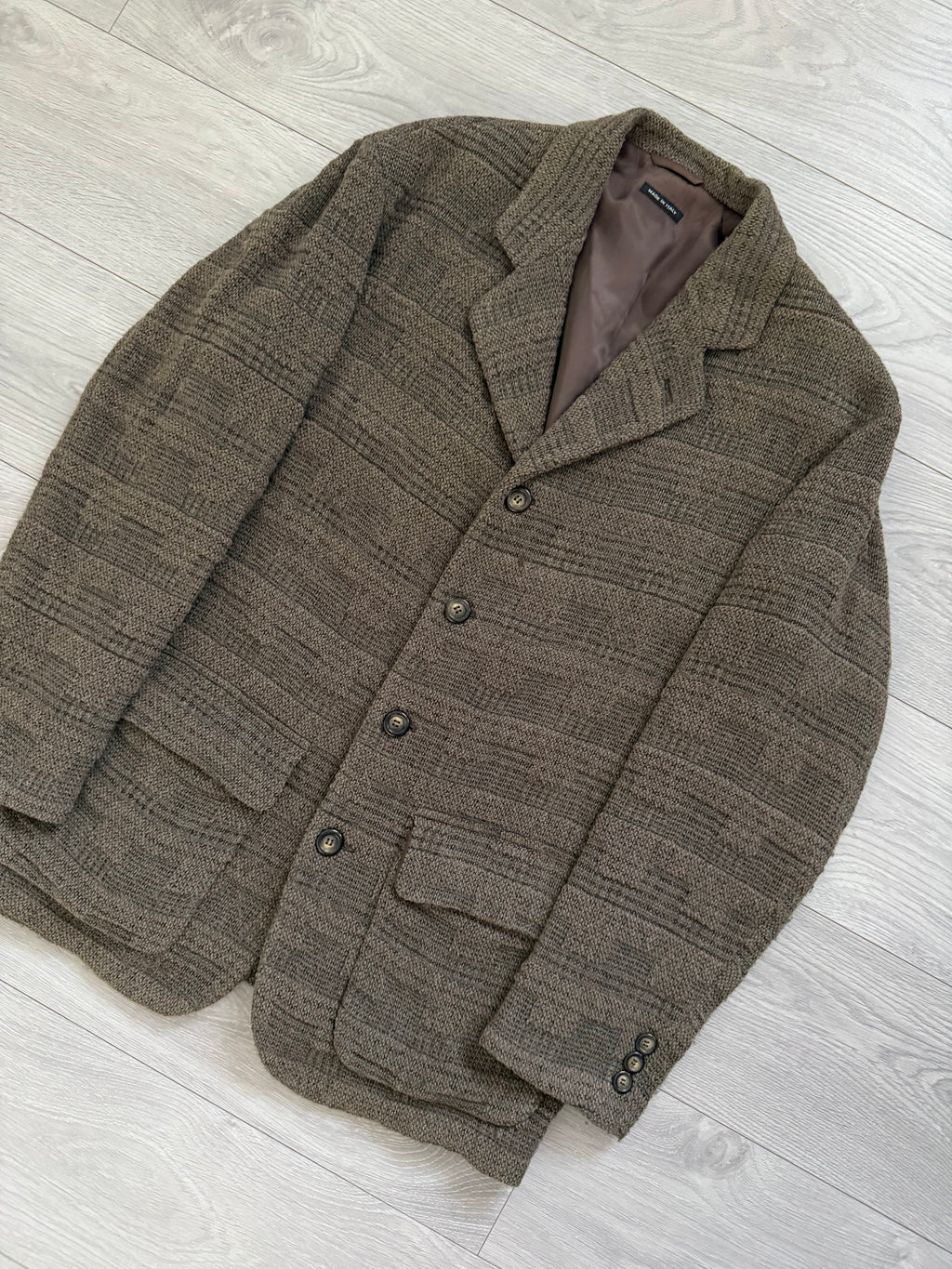 Emporio Armani 1990s 4B Wool Cotton Texture Pattern Jacket - Size L