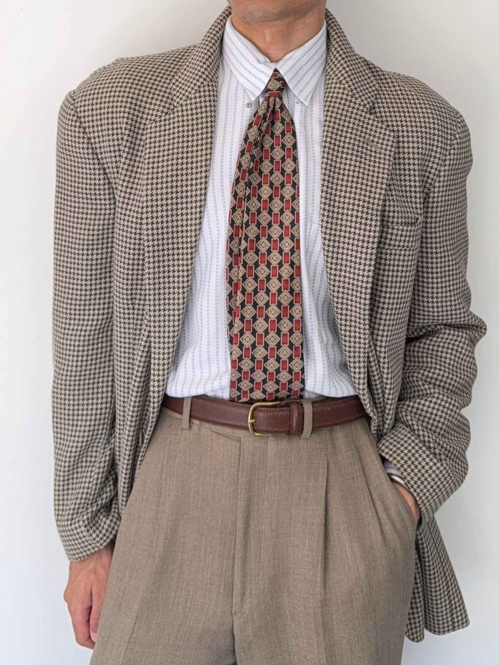 Emporio Armani 1994 Houndstooth 2B Wool Sports Jacket Blazer - Size XL
