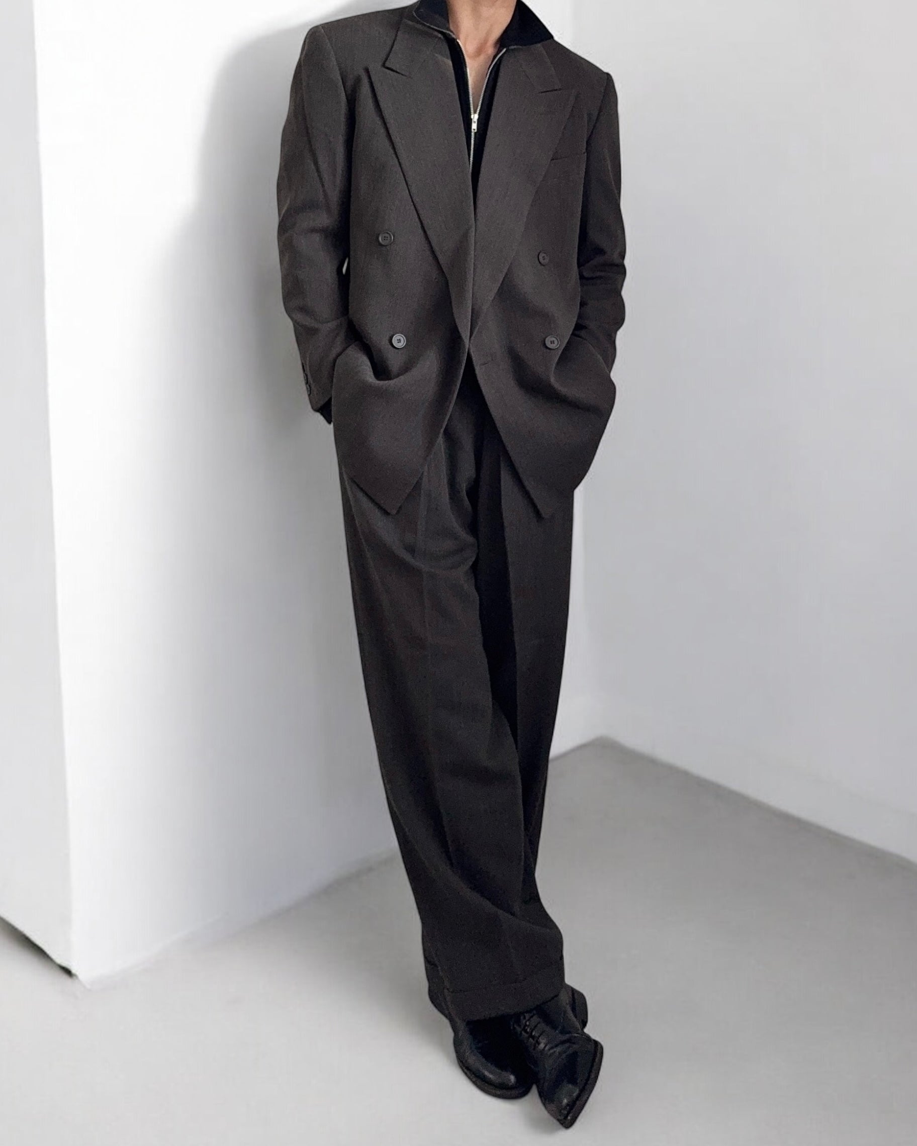 Giorgio Armani 1990s Double-Breasted Pleated Wool Suit - Size L Jacket / 34" Waist