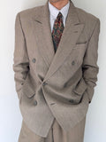 Dior 1980s Peaked Lapel Double Breasted Textured Wool Sports Blazer Jacket - Size M
