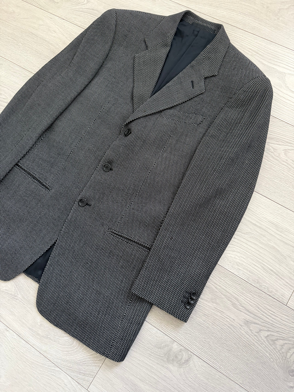 Armani 1990s 3B Textured Pleated Wool Suit  - Size M Jacket / 32" Waist
