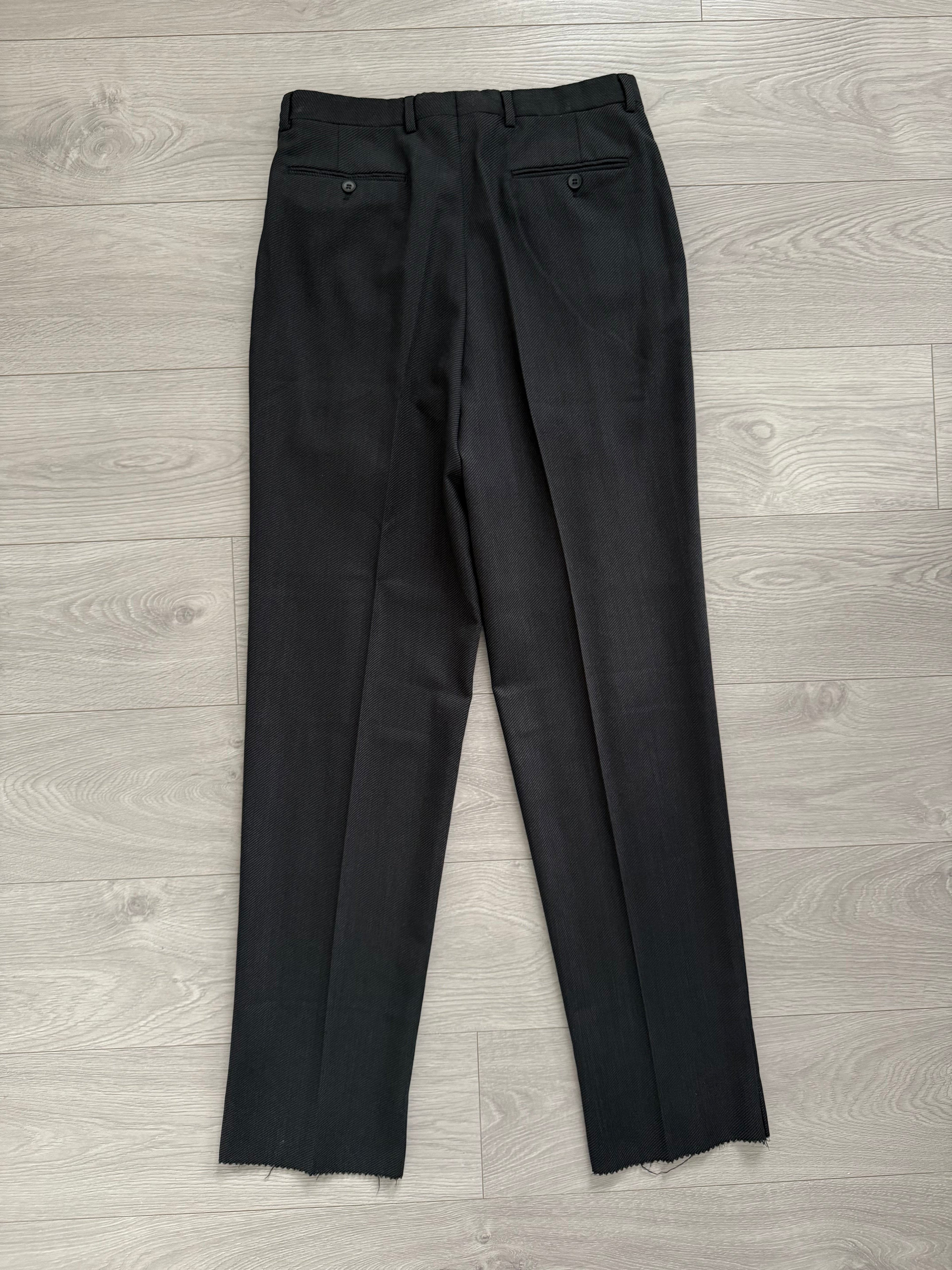 Giorgio Armani 1980s Double Breasted Pleated Wool Suit Charcoal Grey New - Size L Jacket / 32" Waist