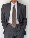 Hugo Boss 1990s 'Reno' Pinstriped 2B Lightweight Wool Grey Suit - Size XXL Jacket / 38" Waist