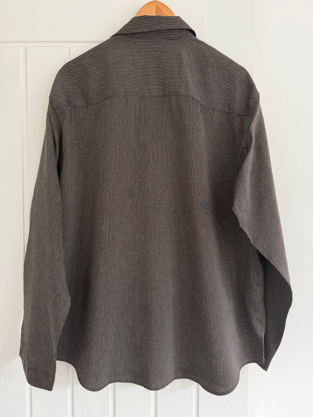 Giorgio Armani Black Label 1990s Slant Pocket Textured Relaxed Shirt - Size L