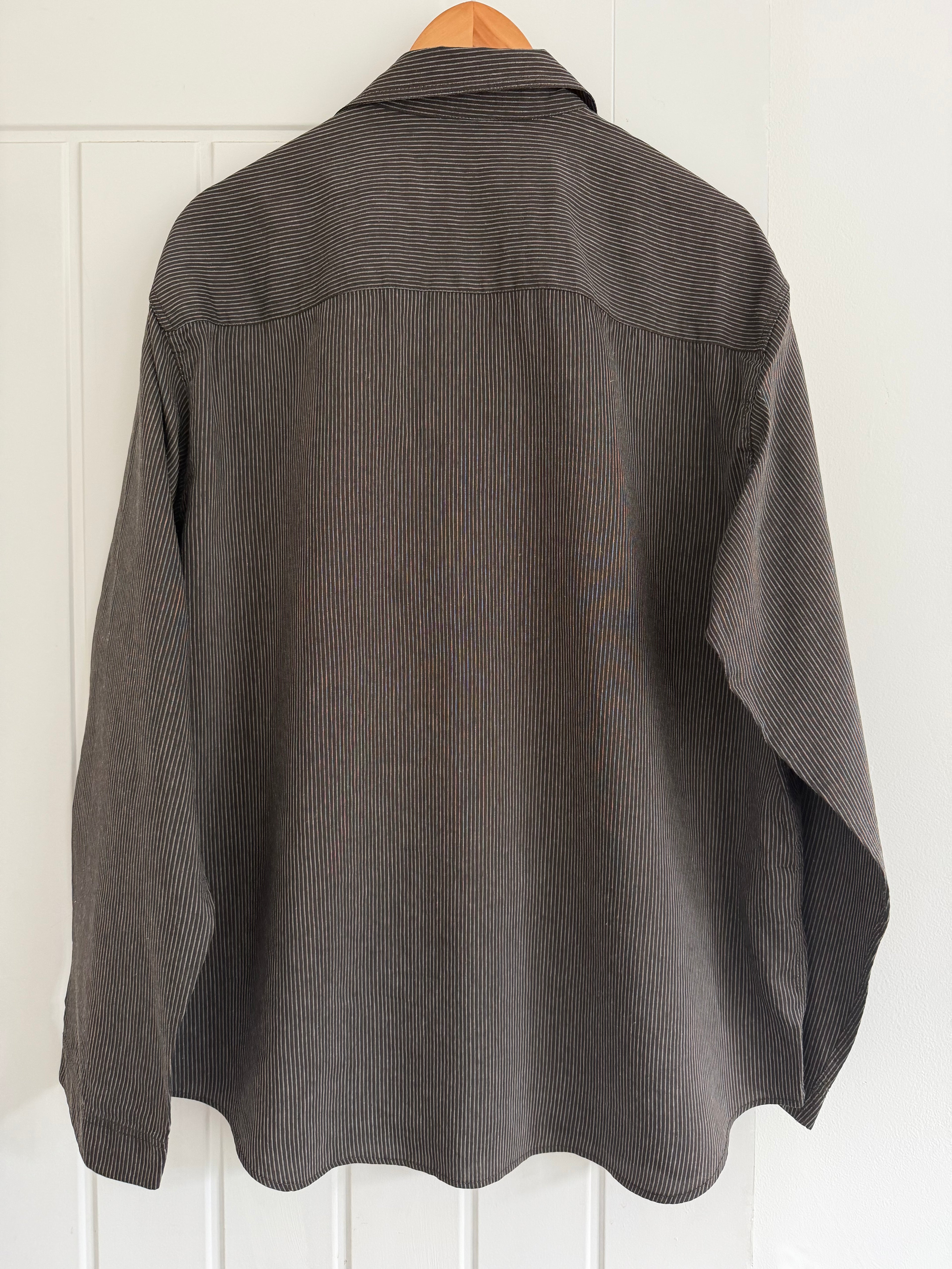 Giorgio Armani Black Label 1990s Slant Pocket Textured Relaxed Shirt - Size L