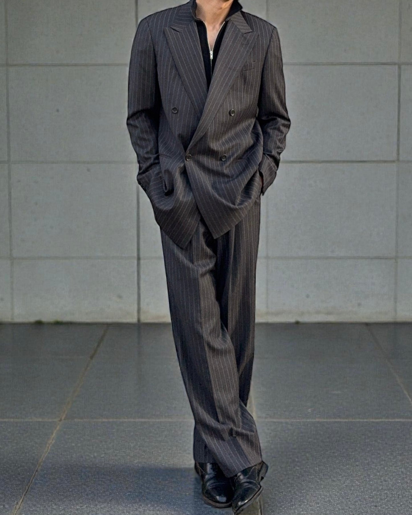 Armani 1990s Double Breasted Pleated Wool Suit - Size L Jacket / 34" Waist