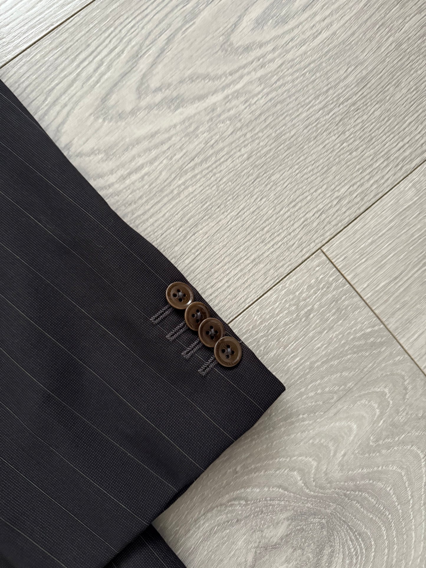 Armani 1990s Double Breasted Pleated Wool Suit - Size L Jacket / 34" Waist