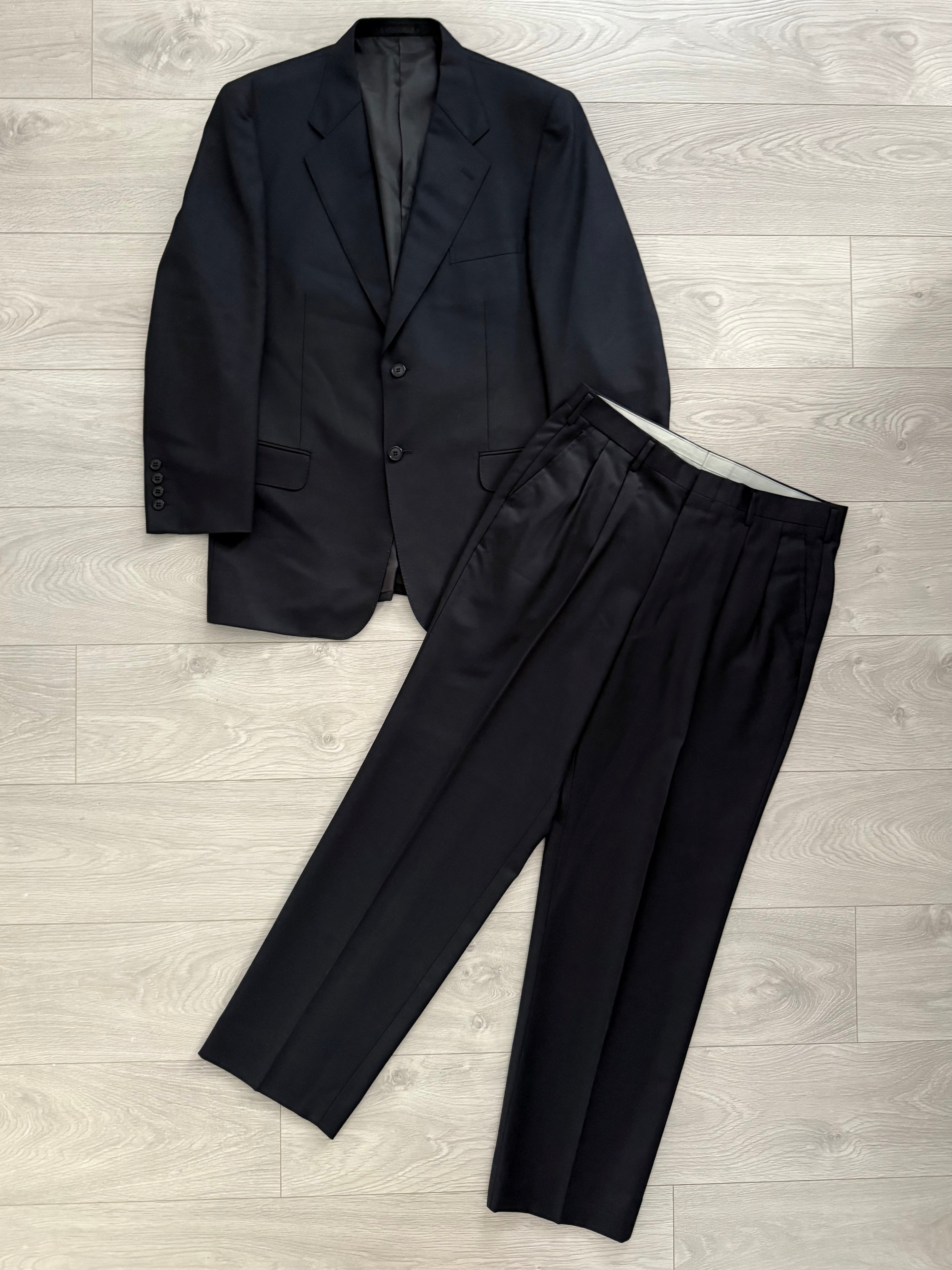 Le Chic Doremuil Fabric Pleated Wool Suit - Size L Jacket / 34" Waist